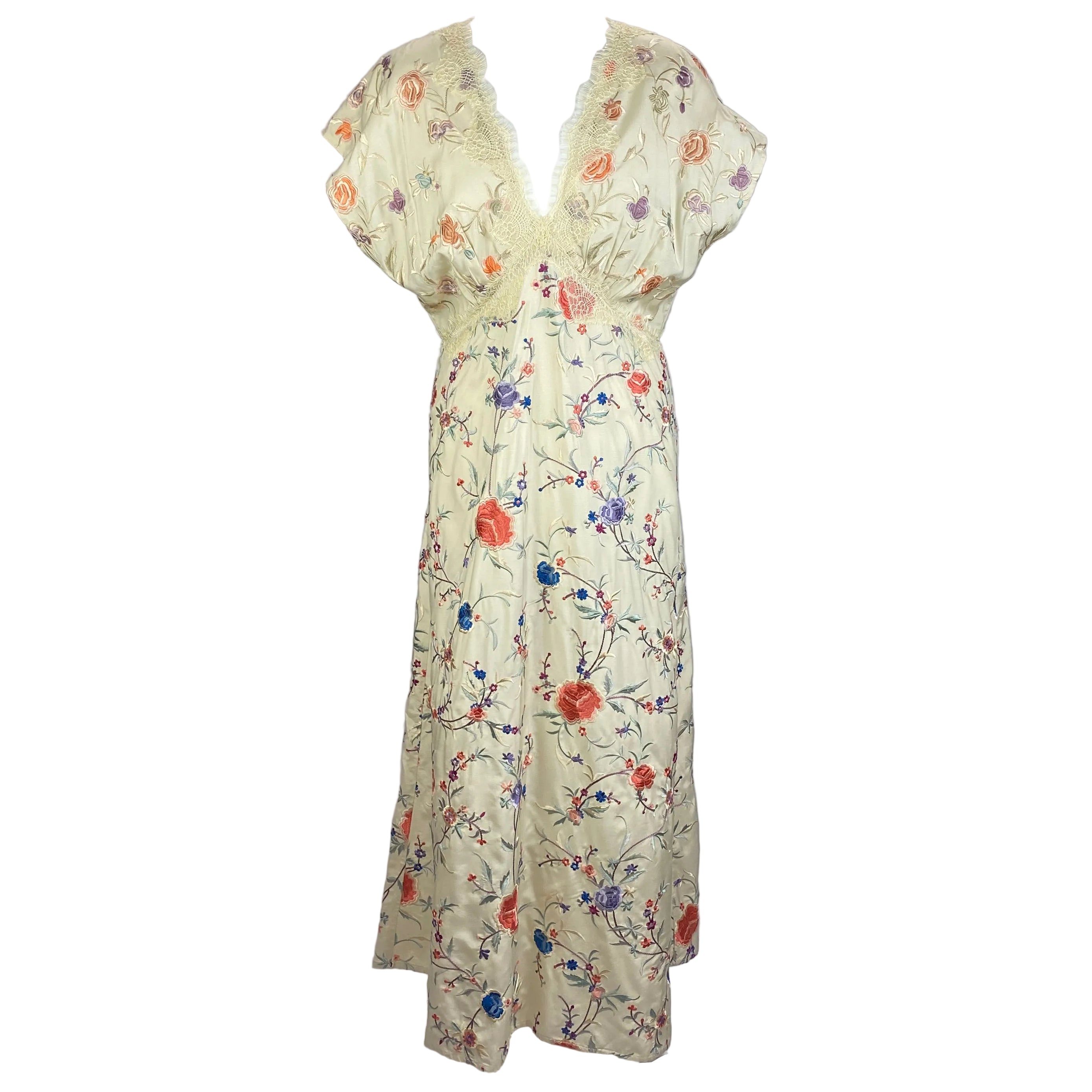 Sea New York New £440 Cream Embroidered Lace Edge Tea Dress L