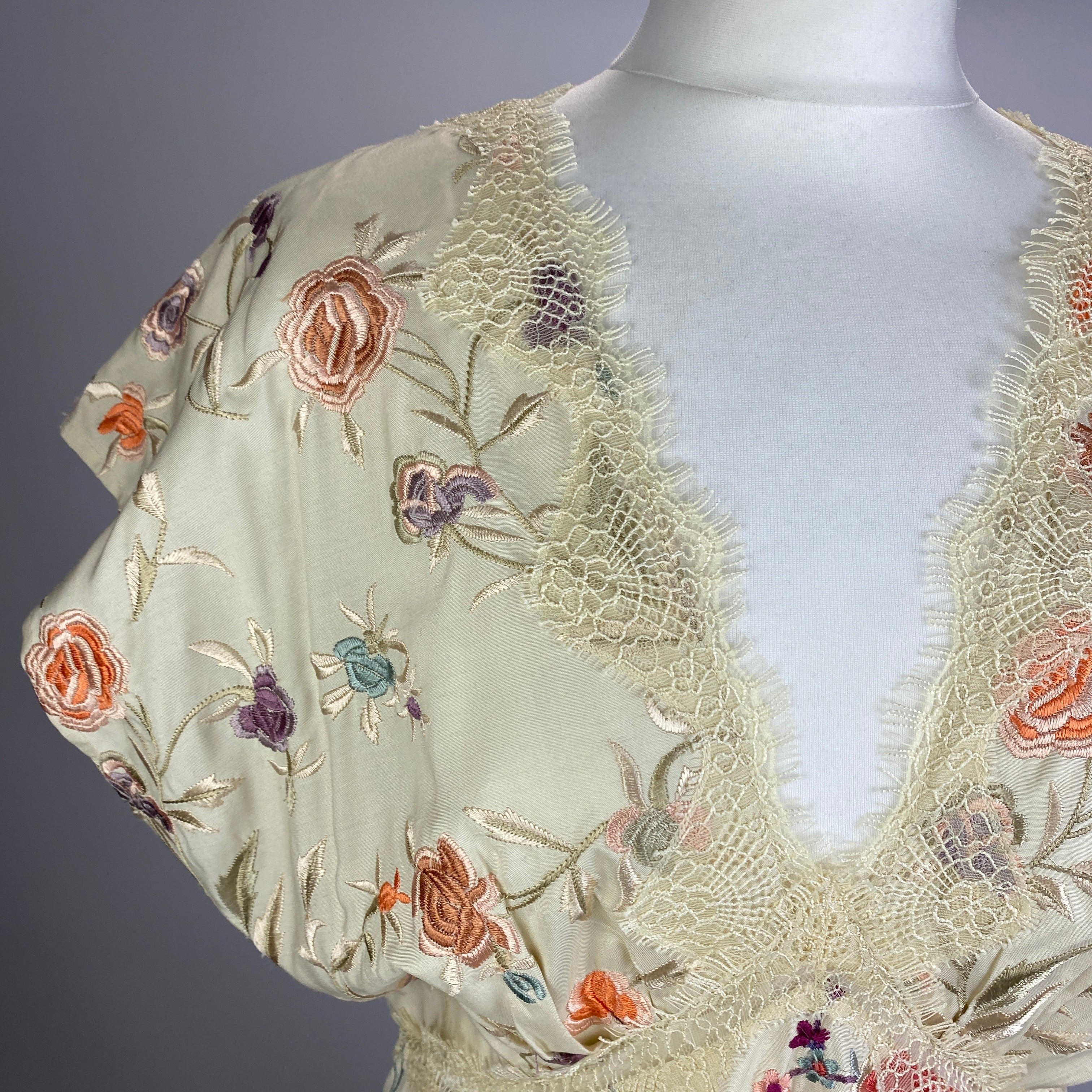 Sea New York New £440 Cream Embroidered Lace Edge Tea Dress L