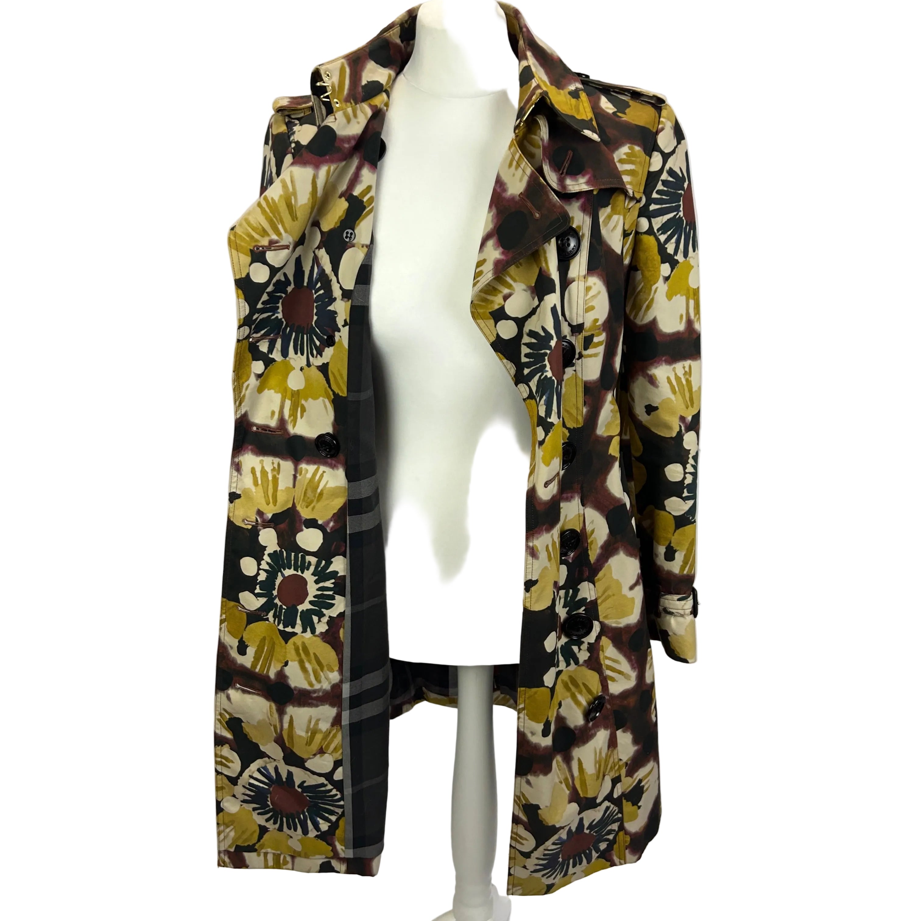 Burberry £1790 Painted Cotton Kensington Trench Coat S