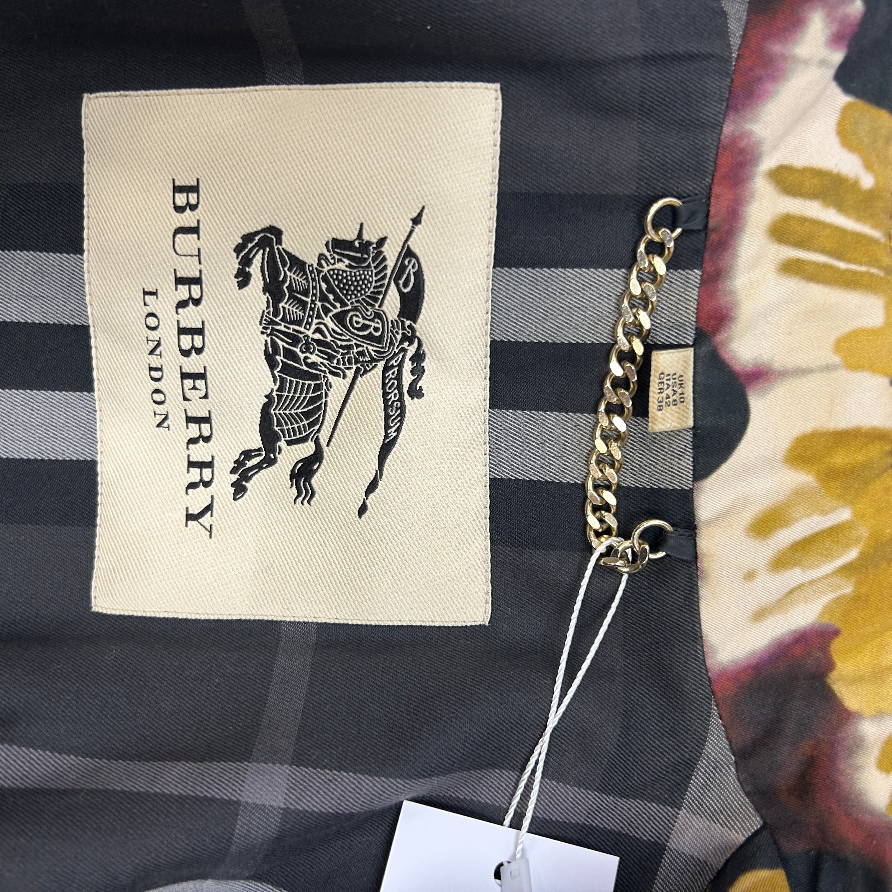 Burberry £1790 Painted Cotton Kensington Trench Coat S