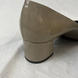 Bottega Veneta Taupe Patent Leather Intrecciato Block Heel Pumps 37
