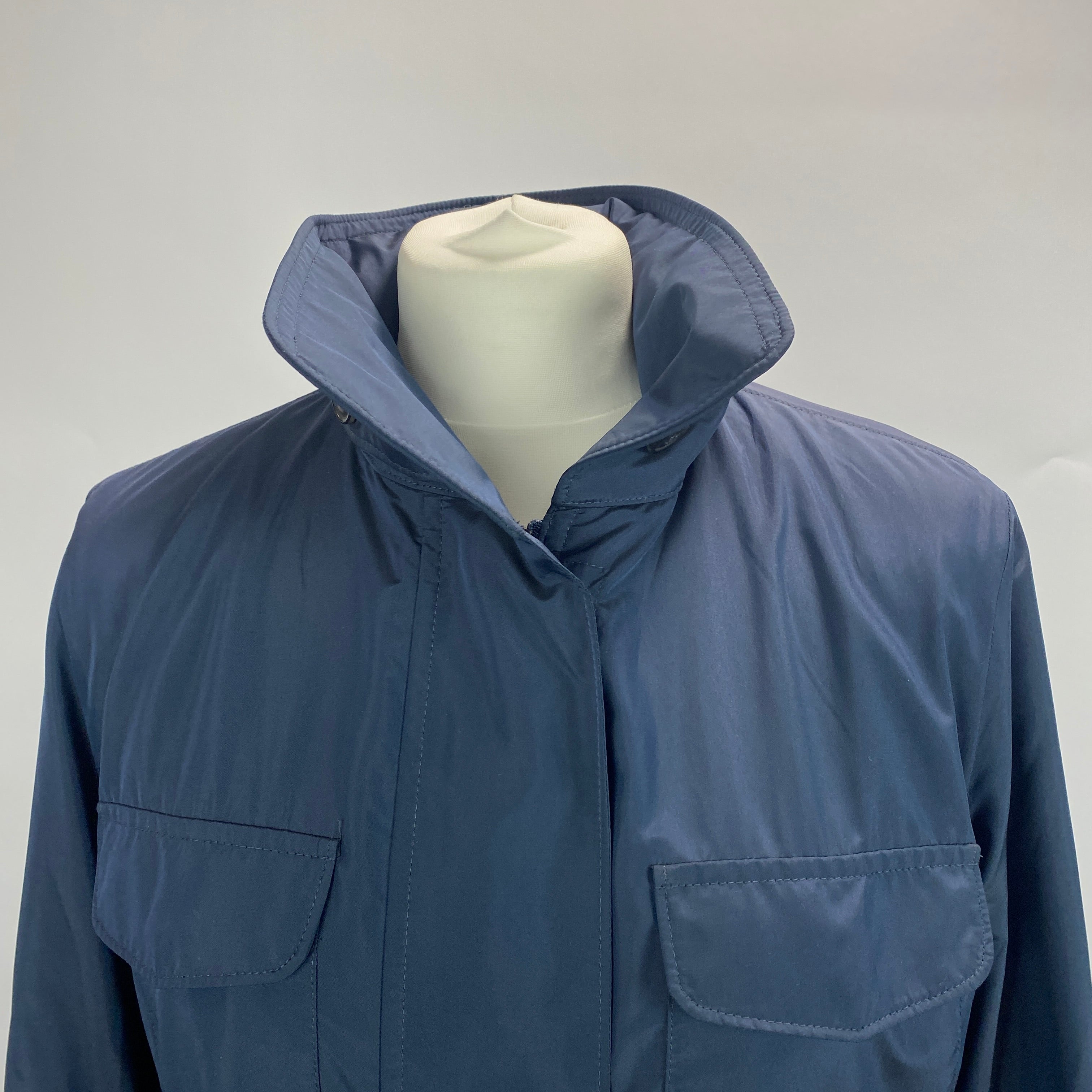 Loro Piana £3450 Navy Drawstring Cashmere-Lined Anorak M