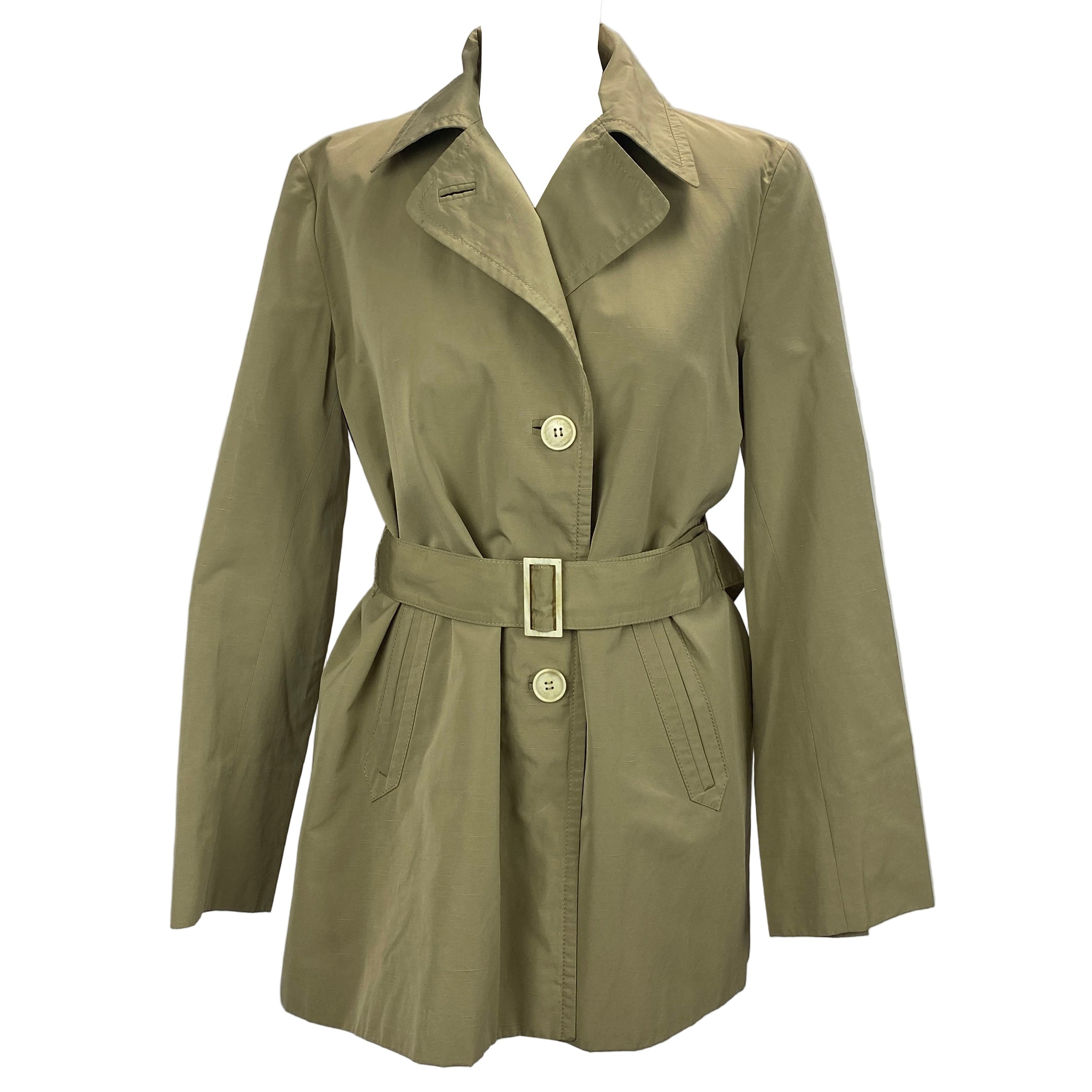 Loro Piana Limestone Storm System Belted Short Trench Coat M