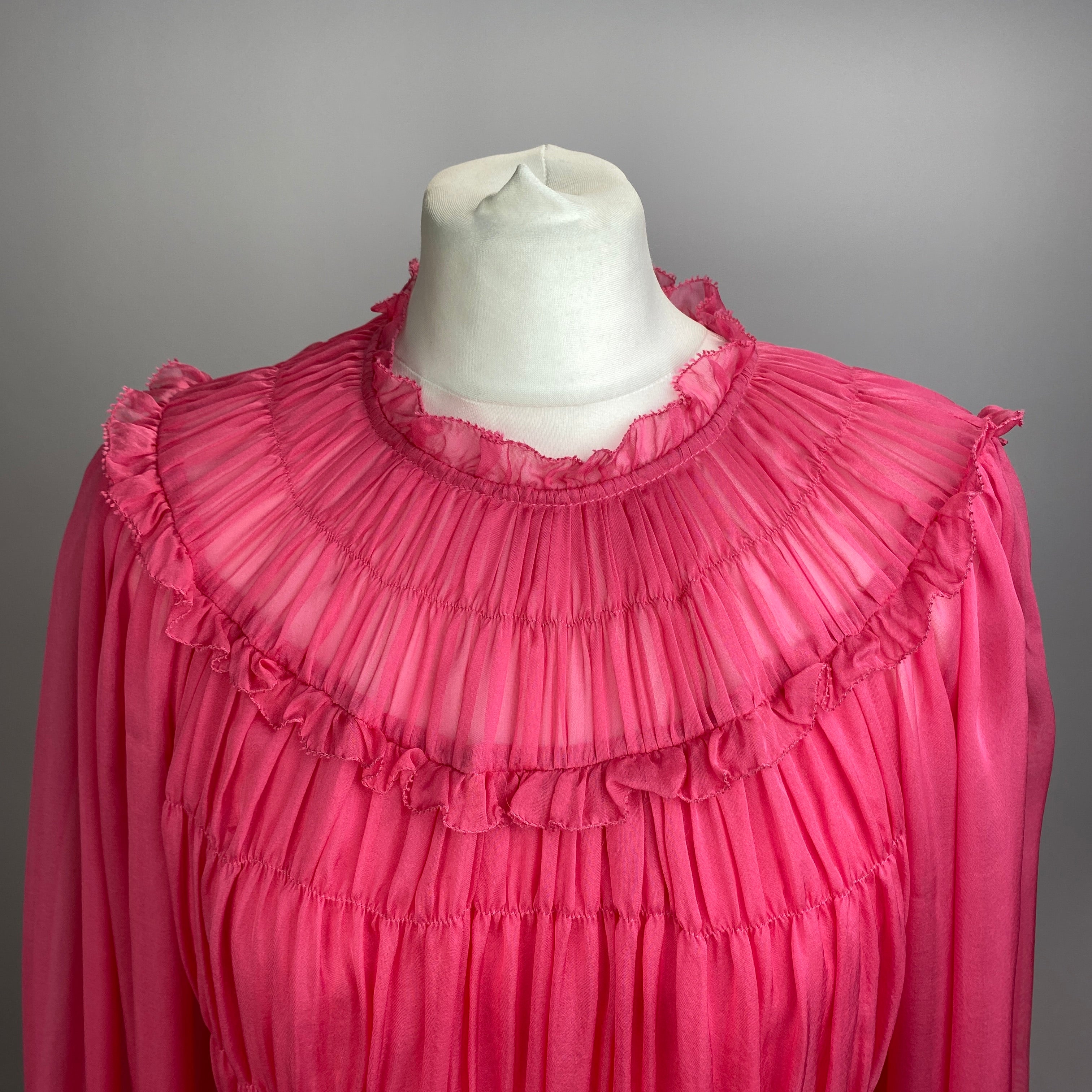 Ulla Johnson Bubblegum Pink Silk Shirred Dress M