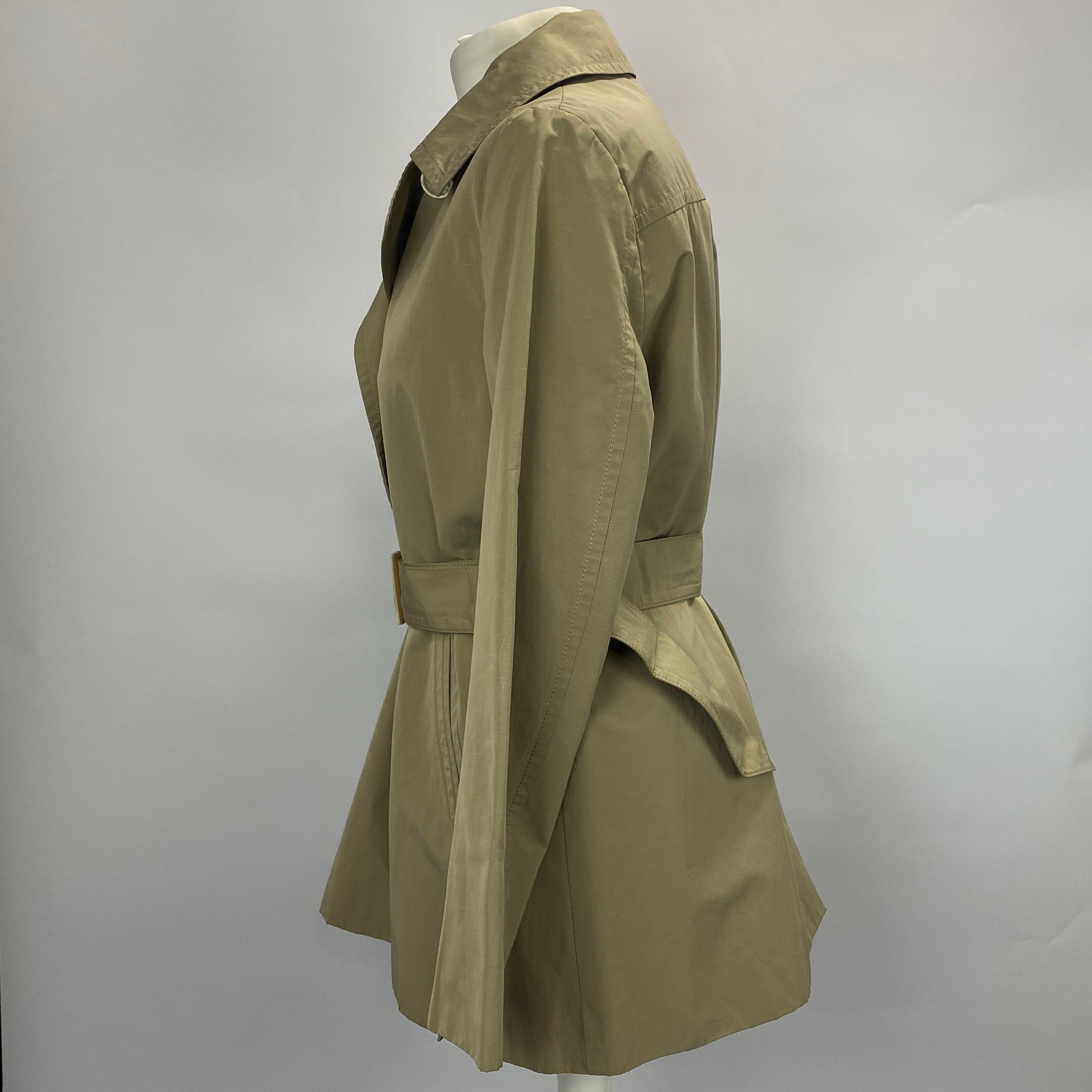 Loro Piana Limestone Storm System Belted Short Trench Coat M