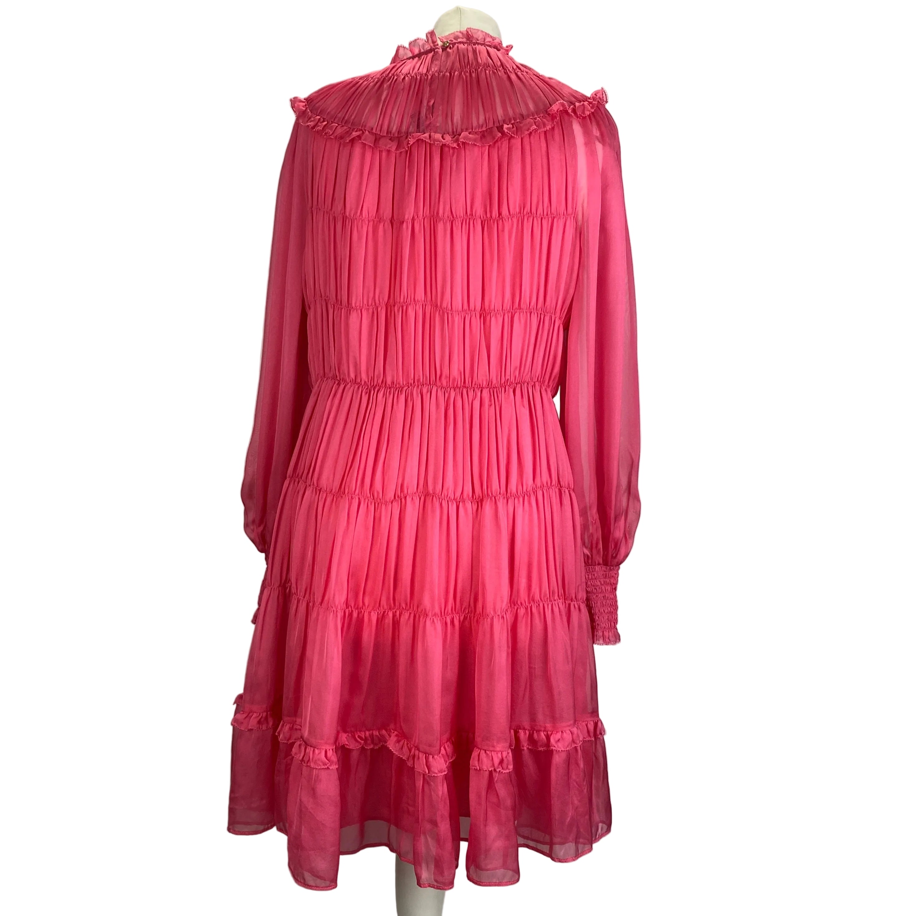 Ulla Johnson Bubblegum Pink Silk Shirred Dress M