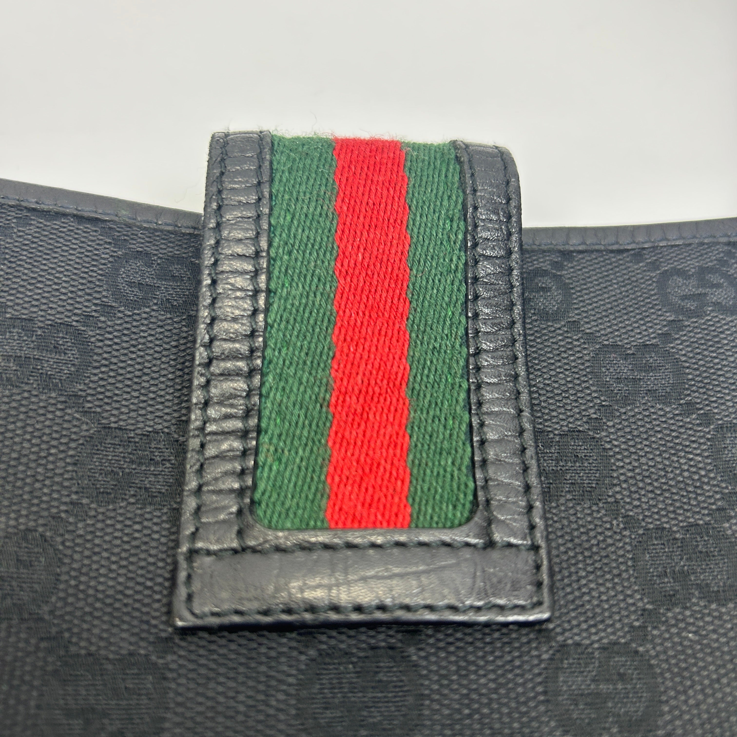 Gucci Vintage Black Monogram Jackie Sherry Line Bag