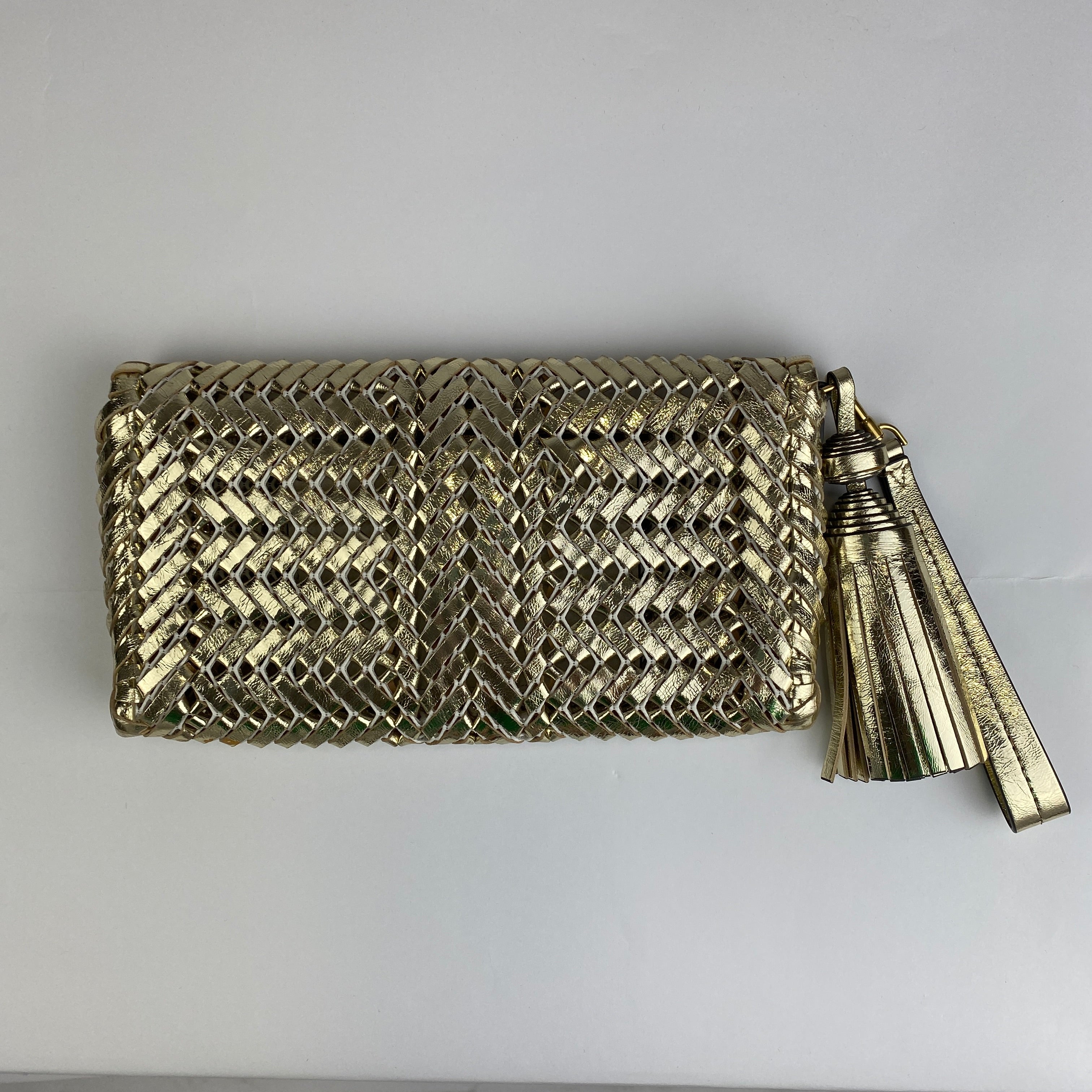 Anya Hindmarch New £475 Gold Neeson Tassel Clutch Bag