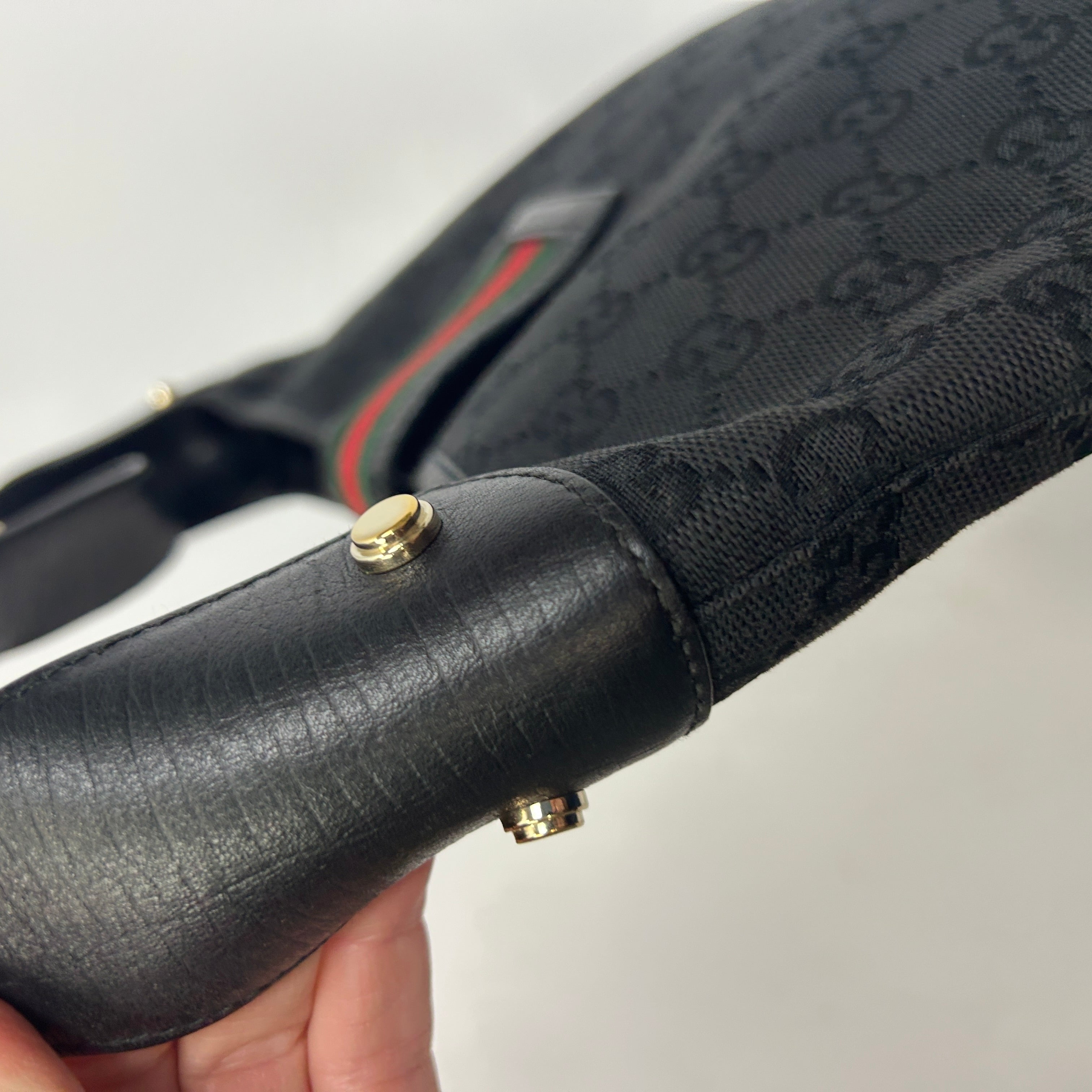 Gucci Vintage Black Monogram Jackie Sherry Line Bag