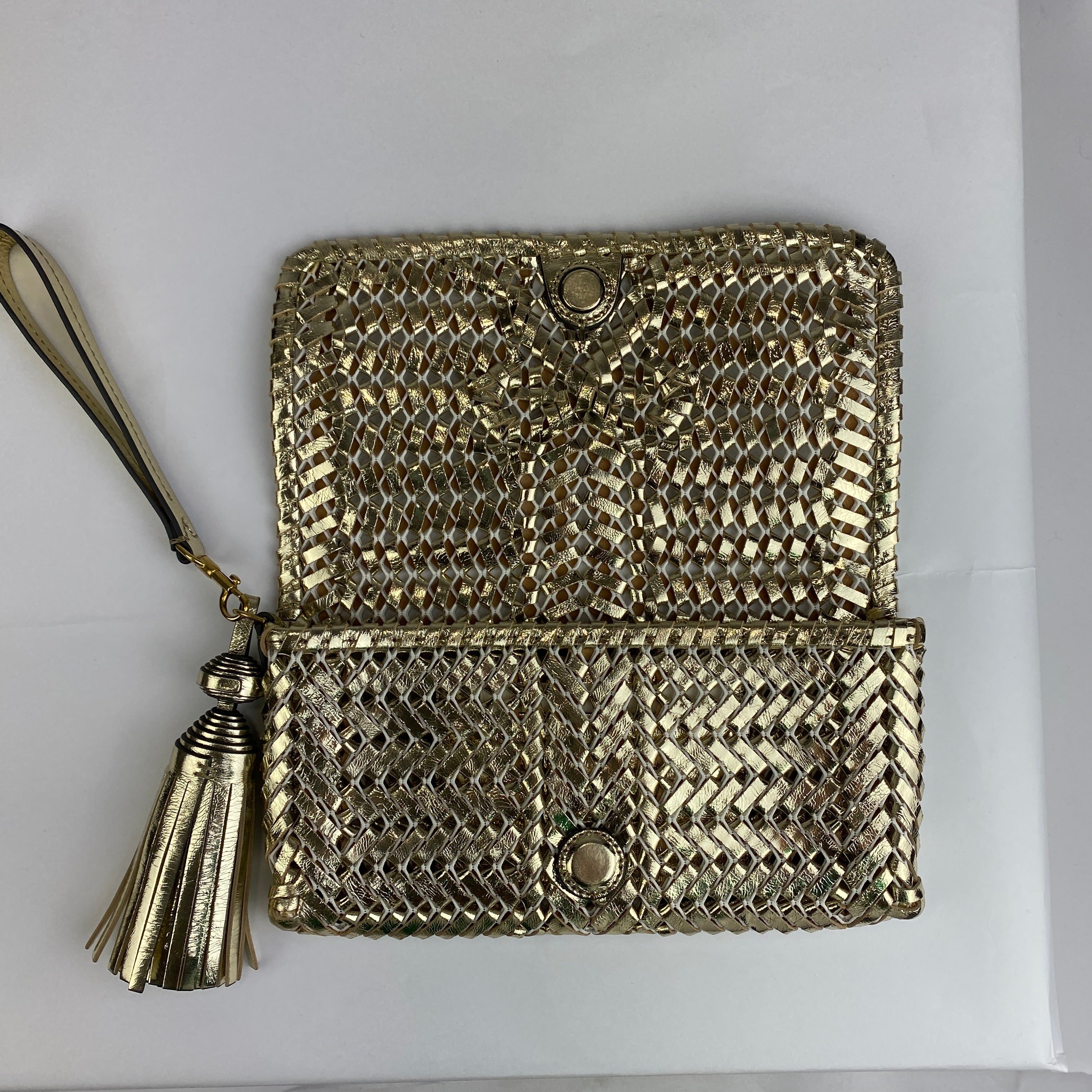 Anya Hindmarch New £475 Gold Neeson Tassel Clutch Bag