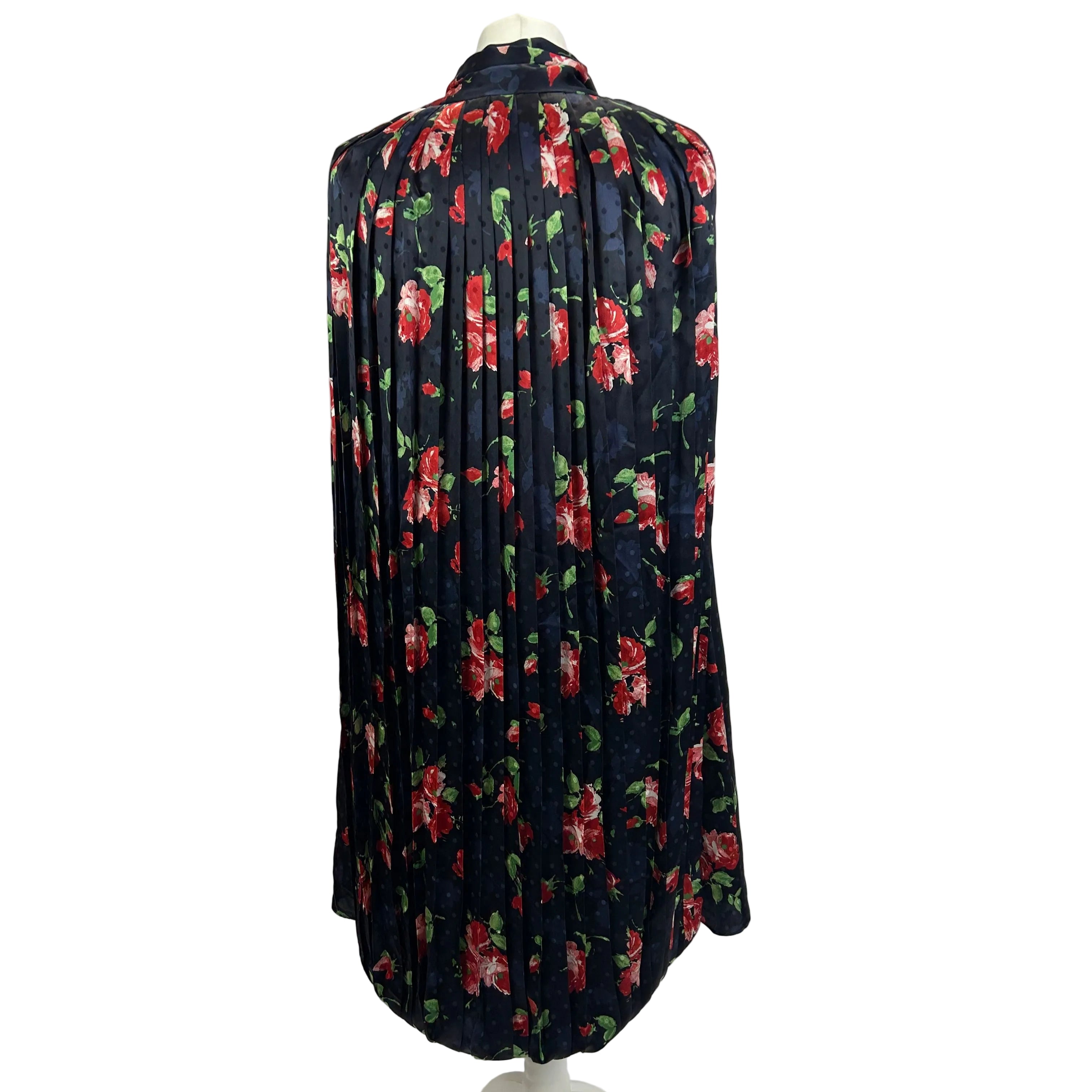 Magda Butrym £1200 Navy Rosę Print Silk Swing Dress XXS