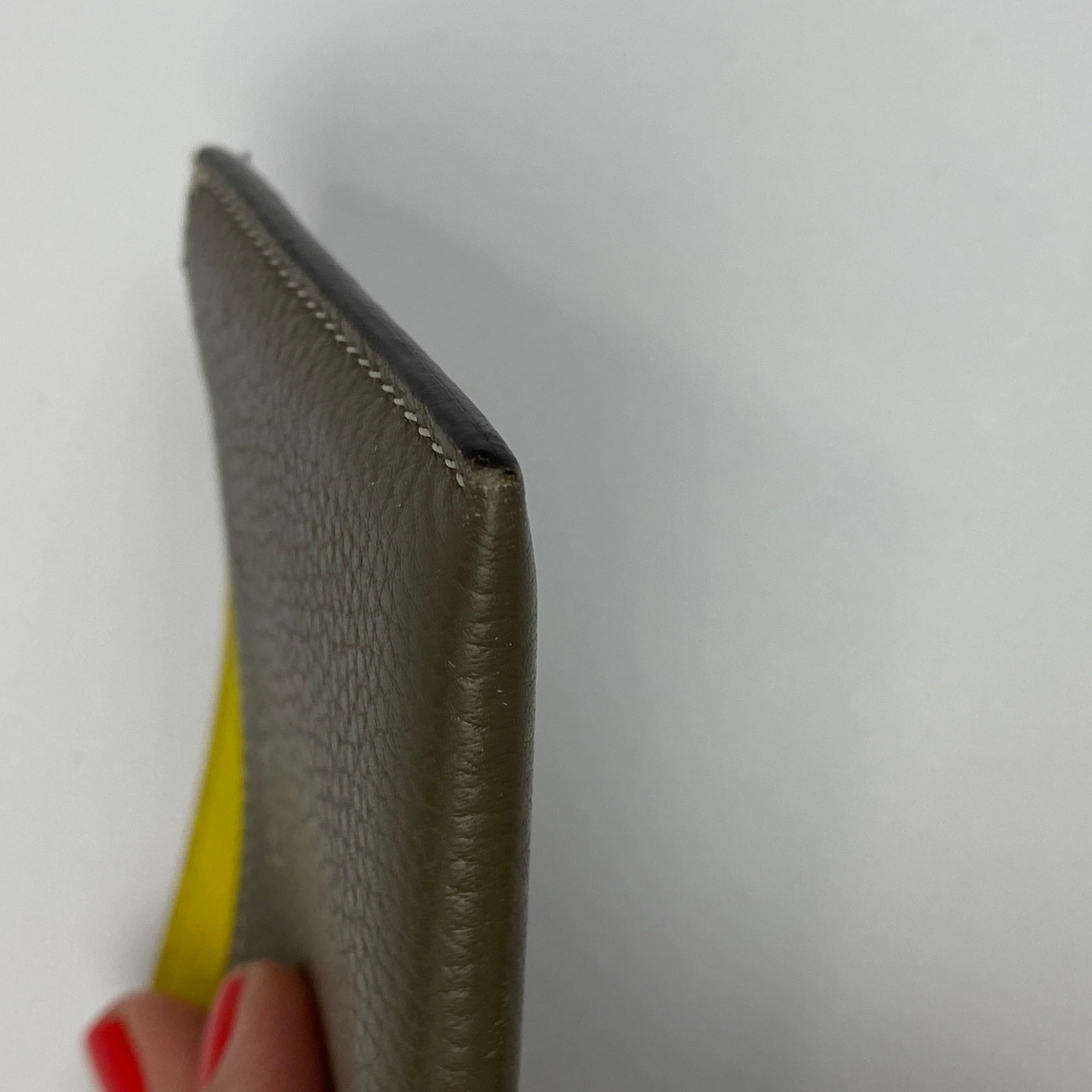 Celine Sage & Yellow Calfskin Card Holder