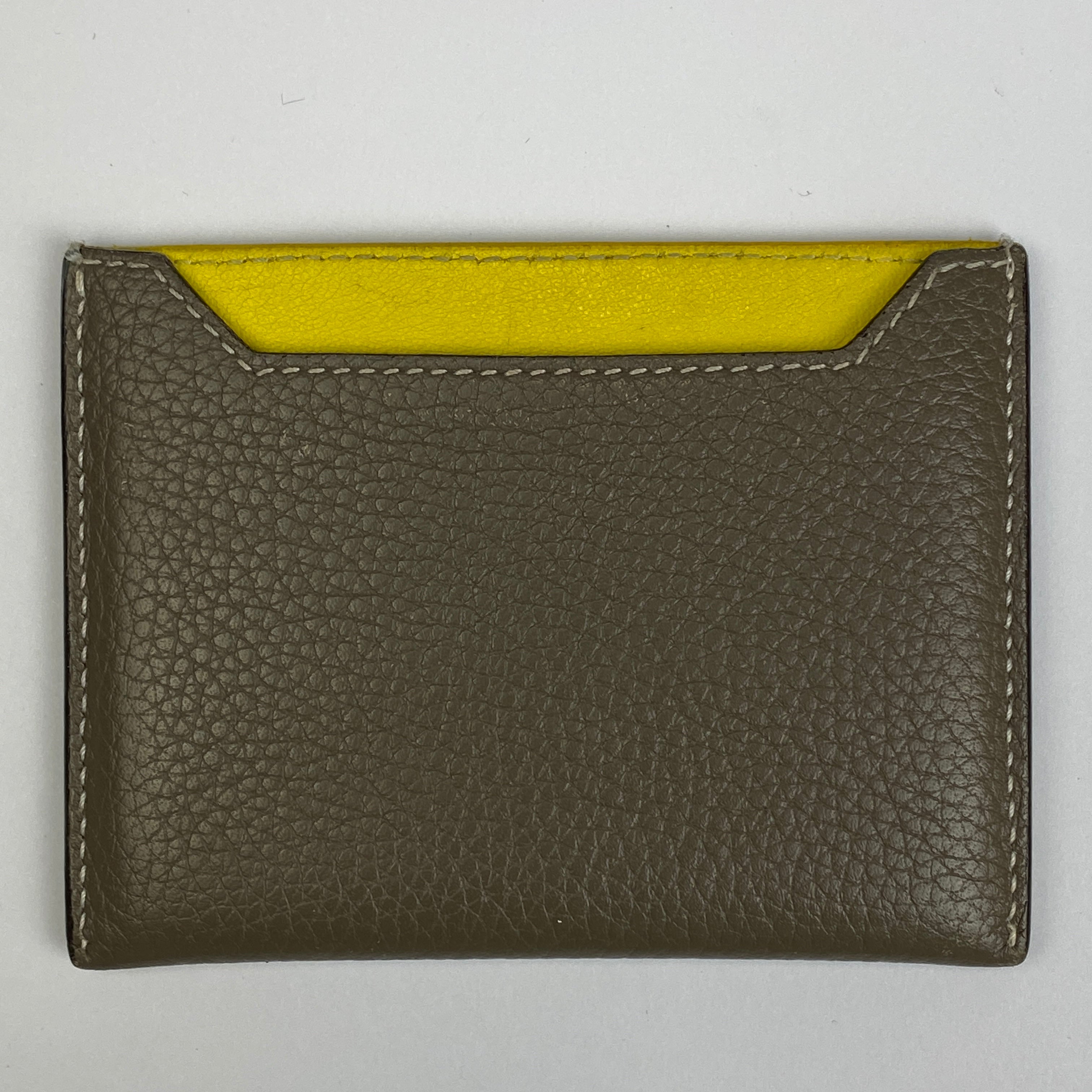 Celine Sage & Yellow Calfskin Card Holder