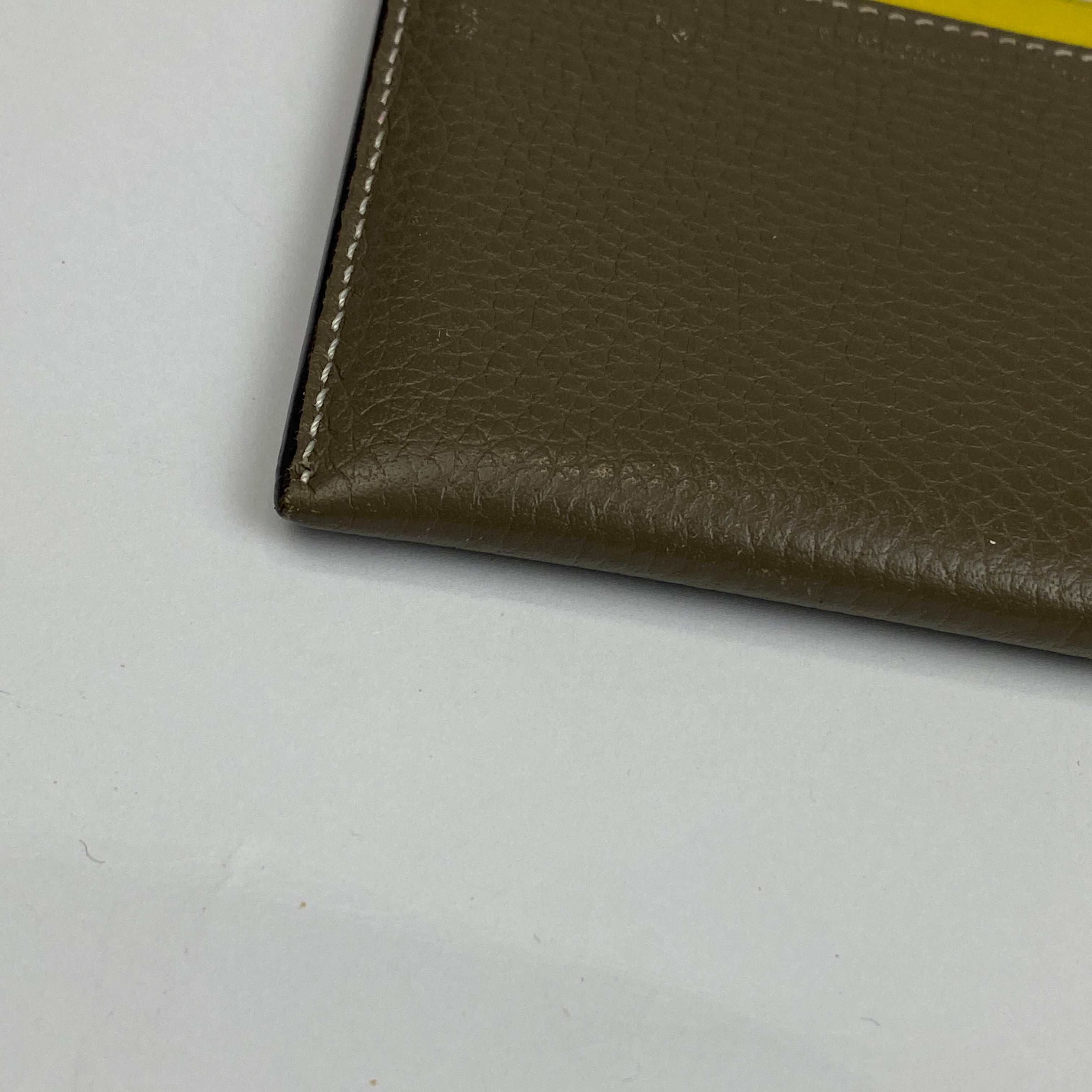Celine Sage & Yellow Calfskin Card Holder