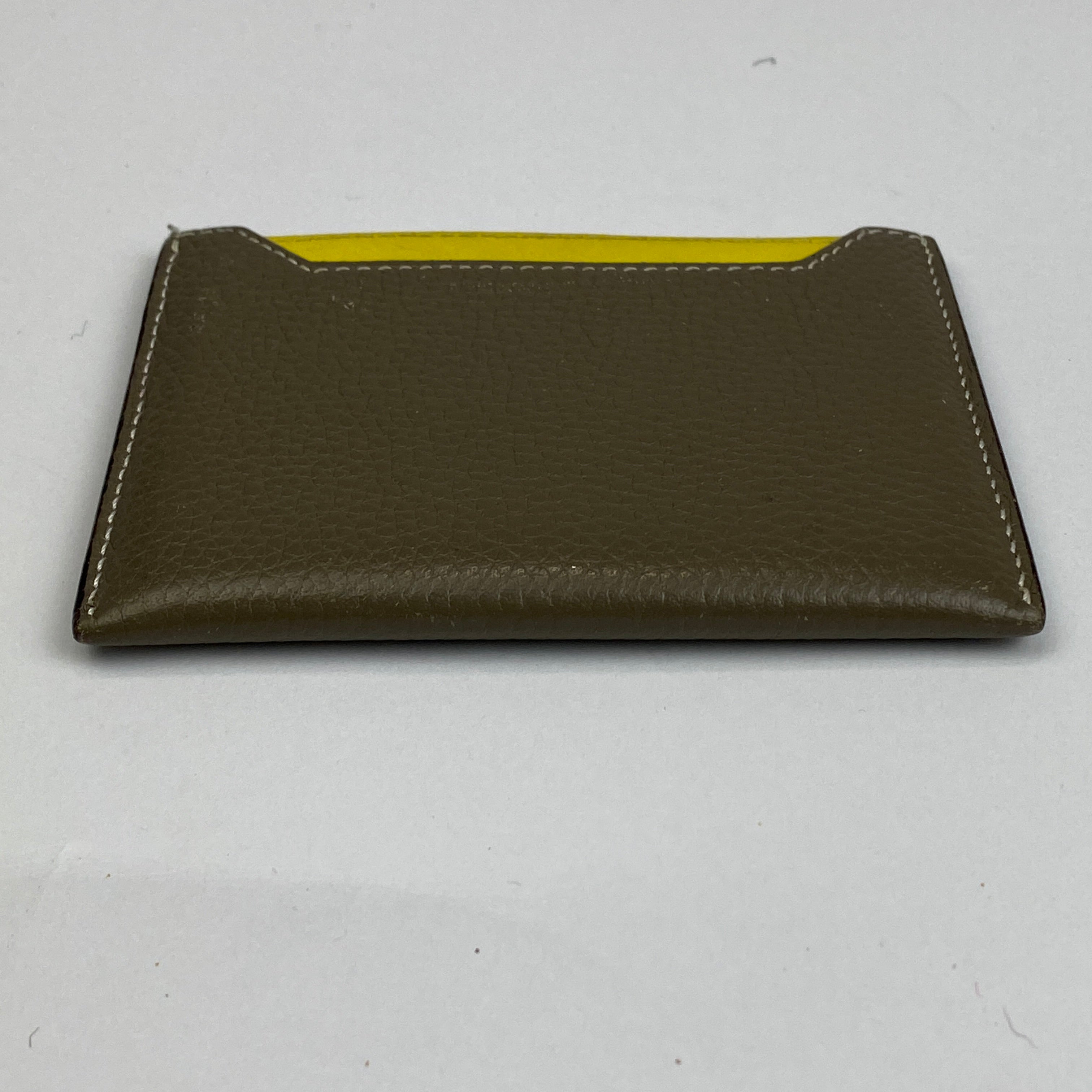 Celine Sage & Yellow Calfskin Card Holder