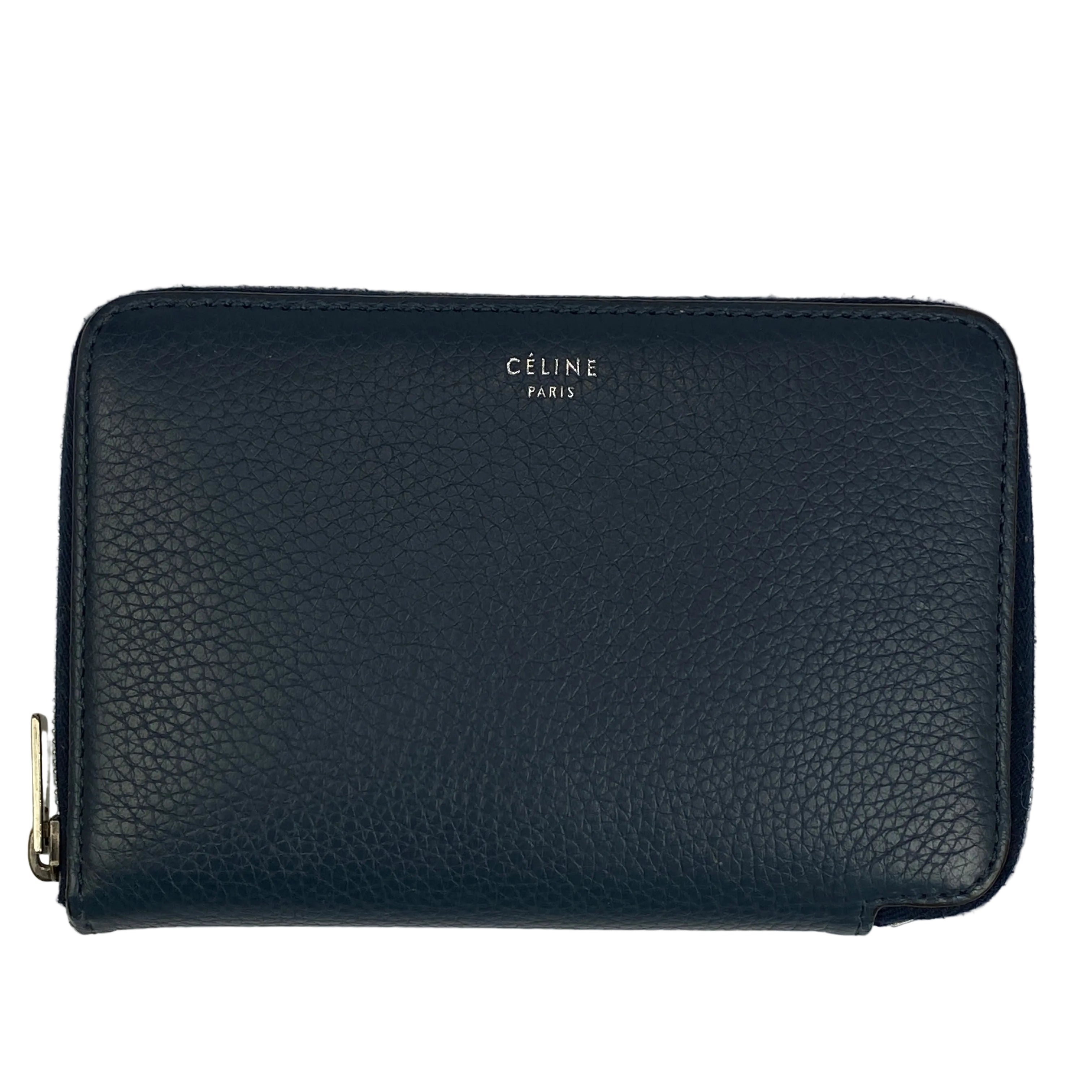 Celine Navy Calfskin Ziparound Wallet