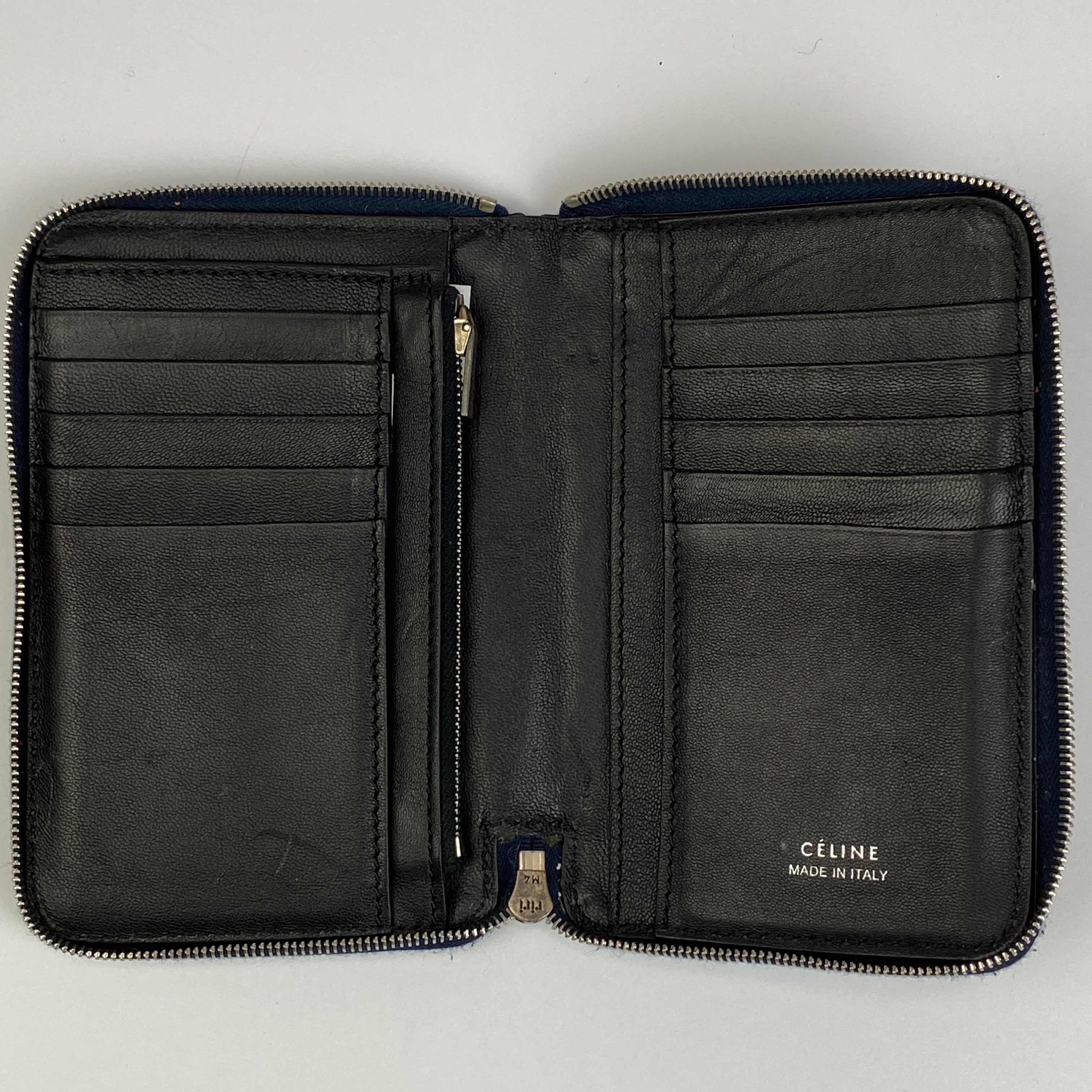 Celine Navy Calfskin Ziparound Wallet