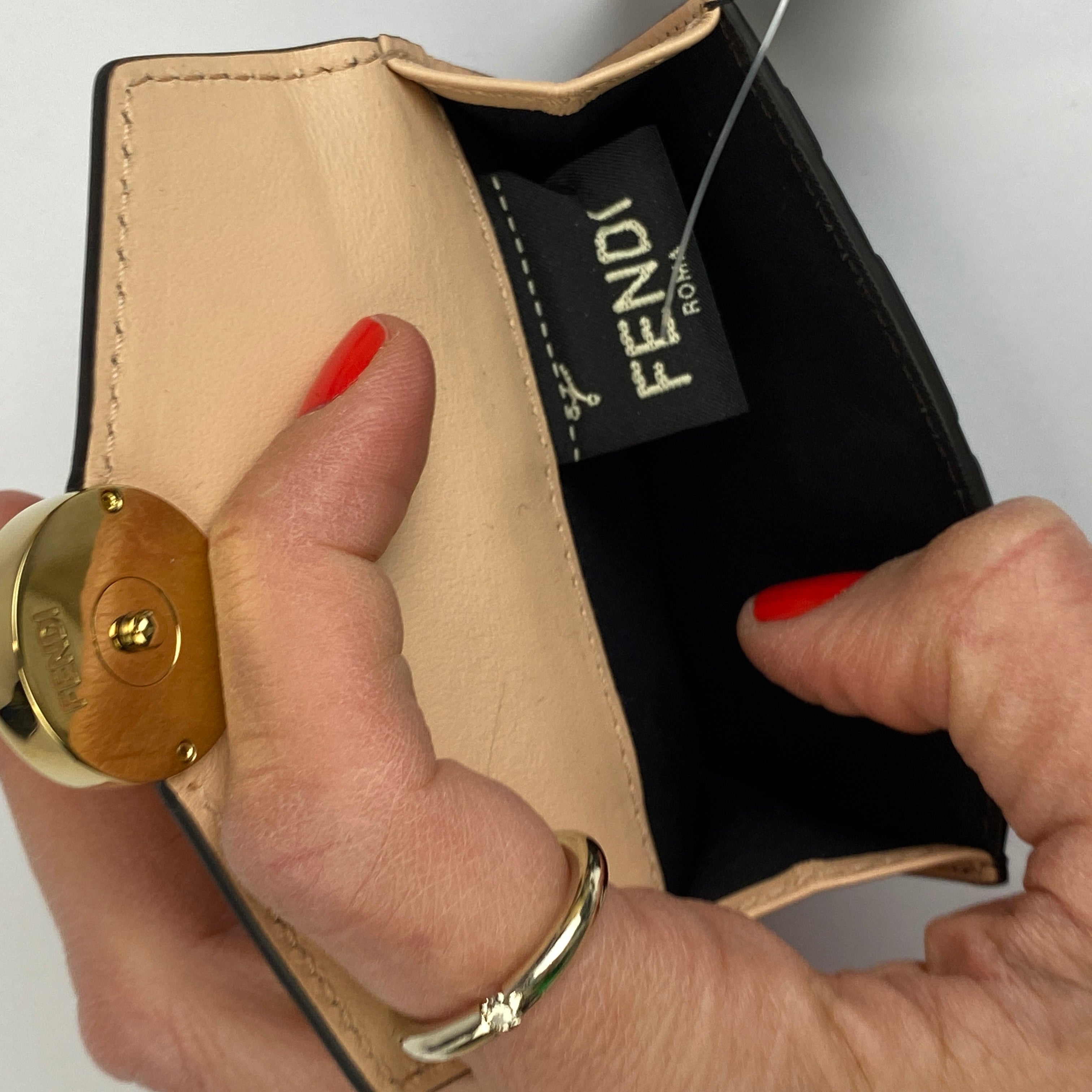 Fendi New £480 Nude & Tan F is Fendi Trifold Wallet