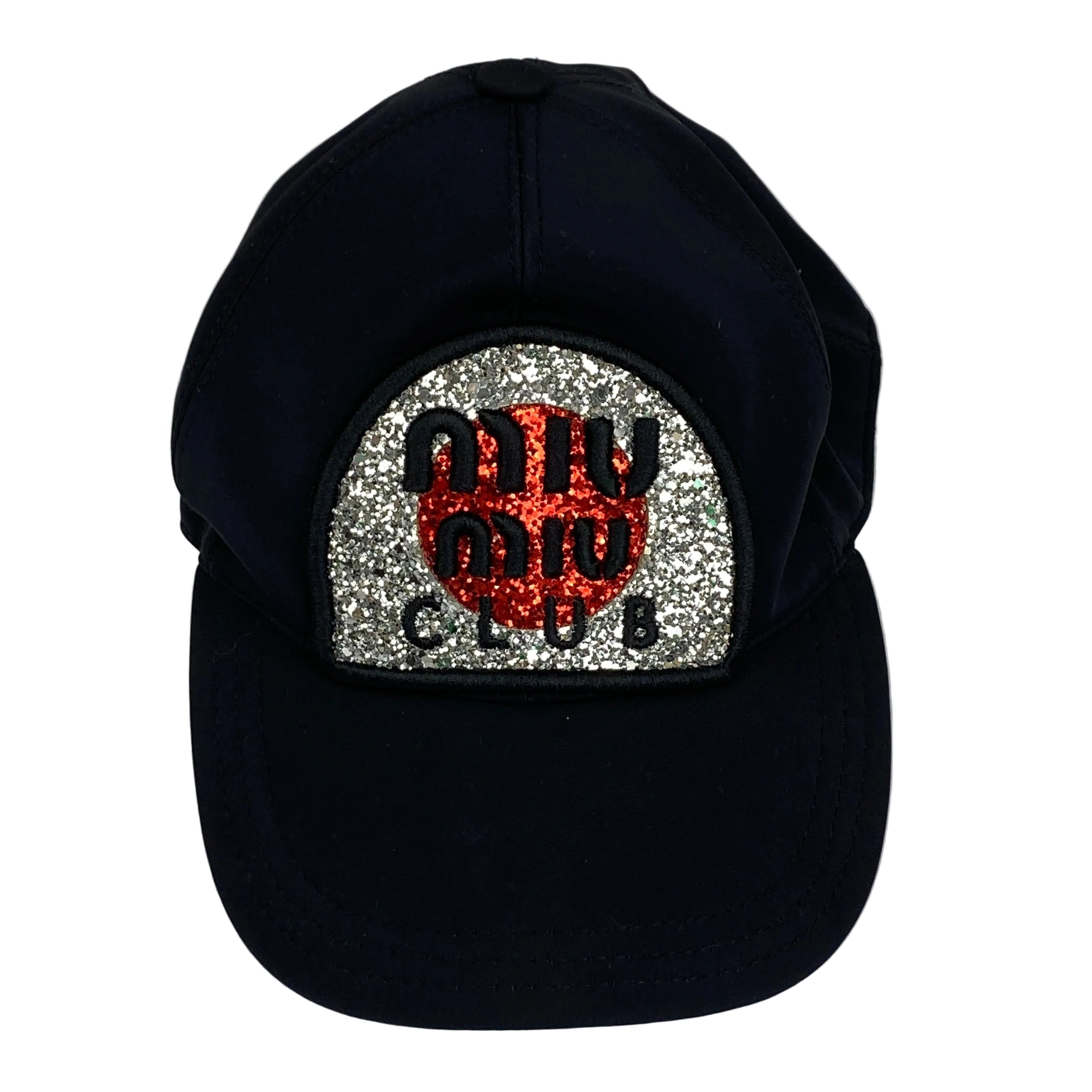 Miu Miu £260 Black Glitter Miu Miu Club Baseball Cap S