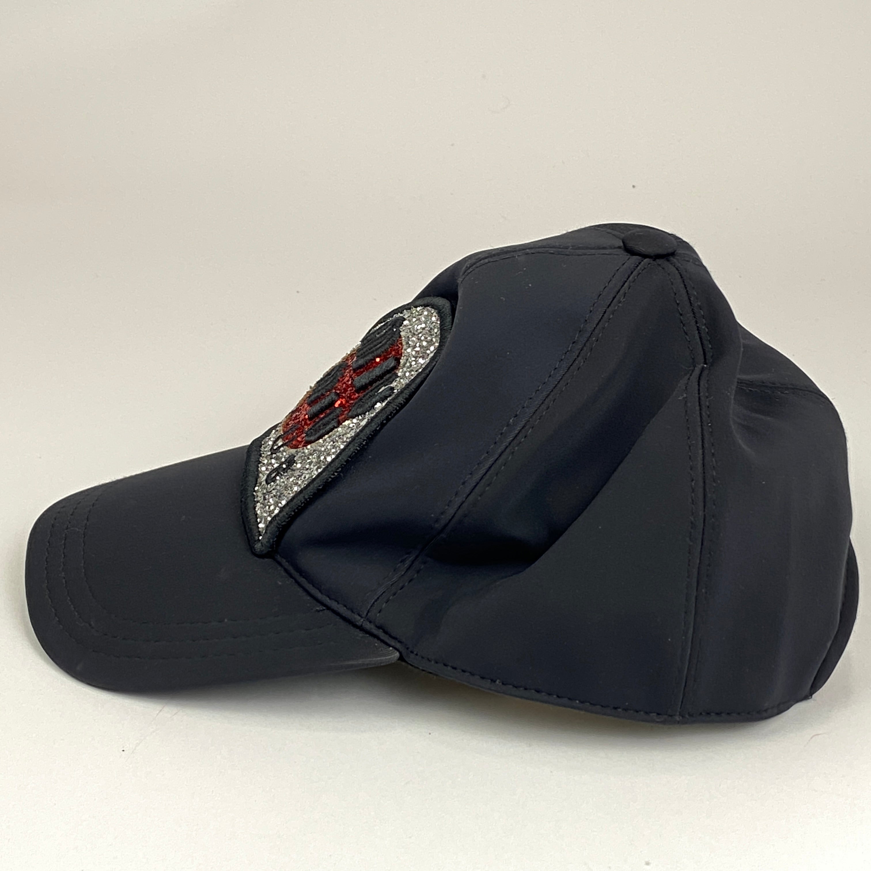 Miu Miu £260 Black Glitter Miu Miu Club Baseball Cap S