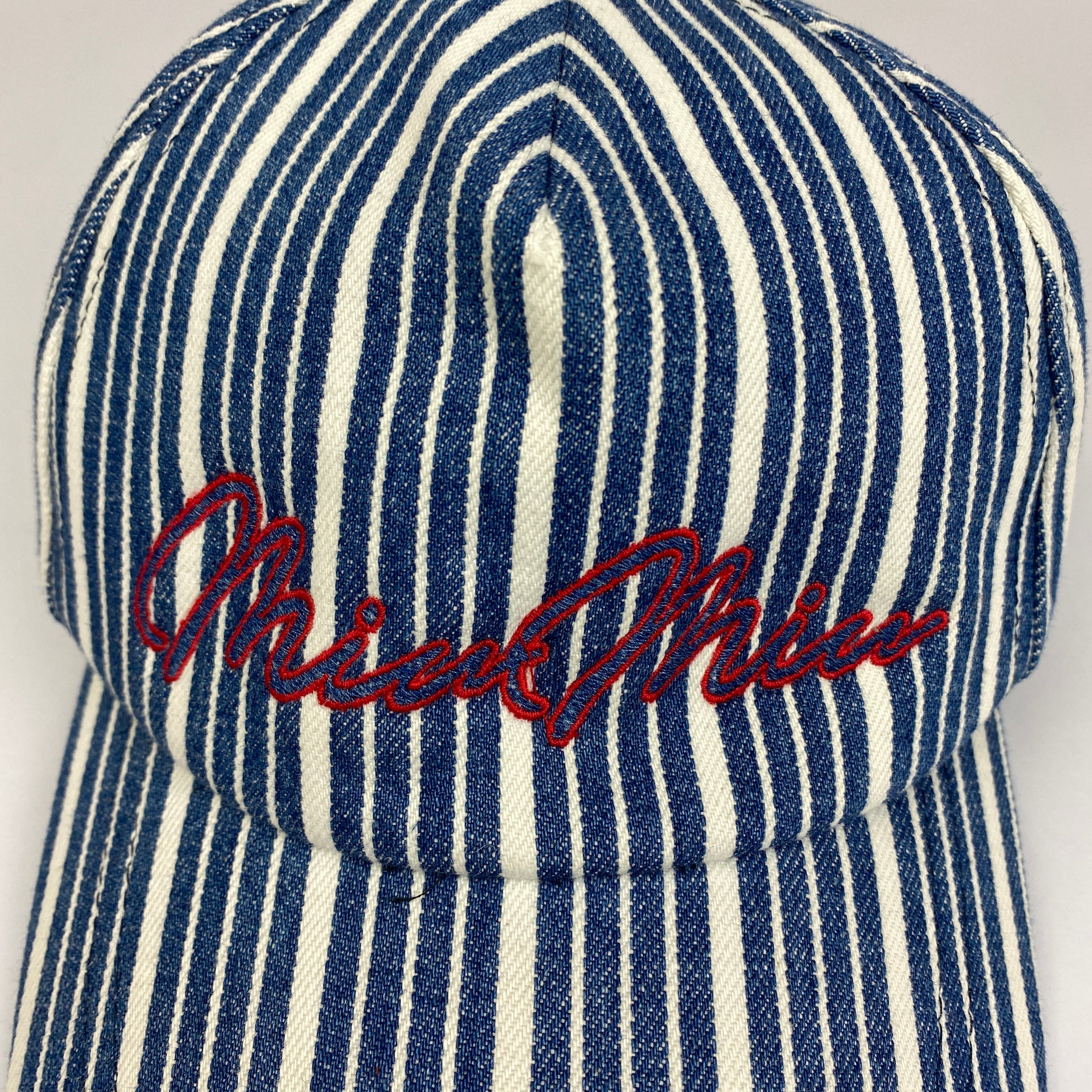 Miu Miu Blue & White Stripe Denim Baseball Cap S