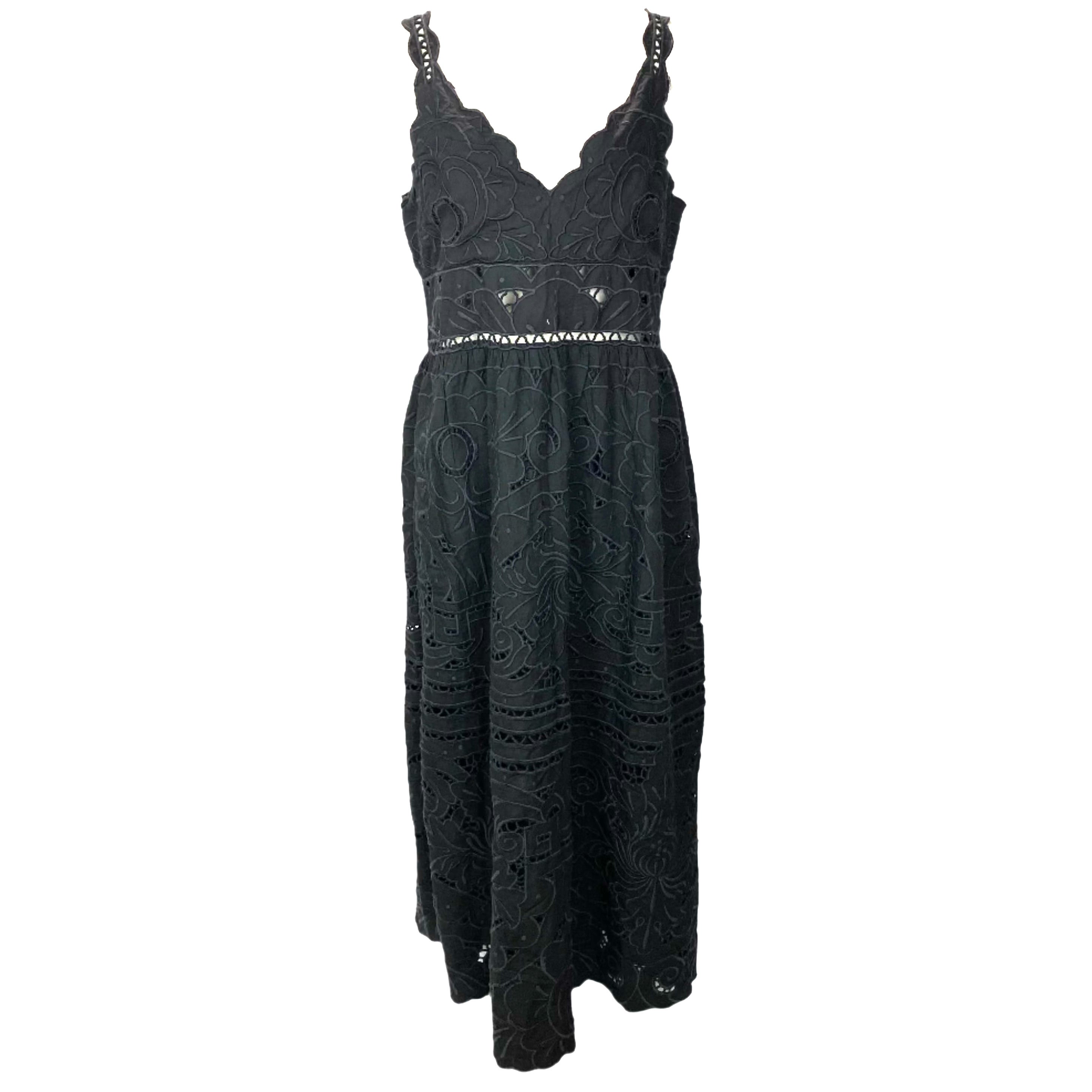 Sea New York New £460 Black Blaire Eyelet Sleeveless Dress XL