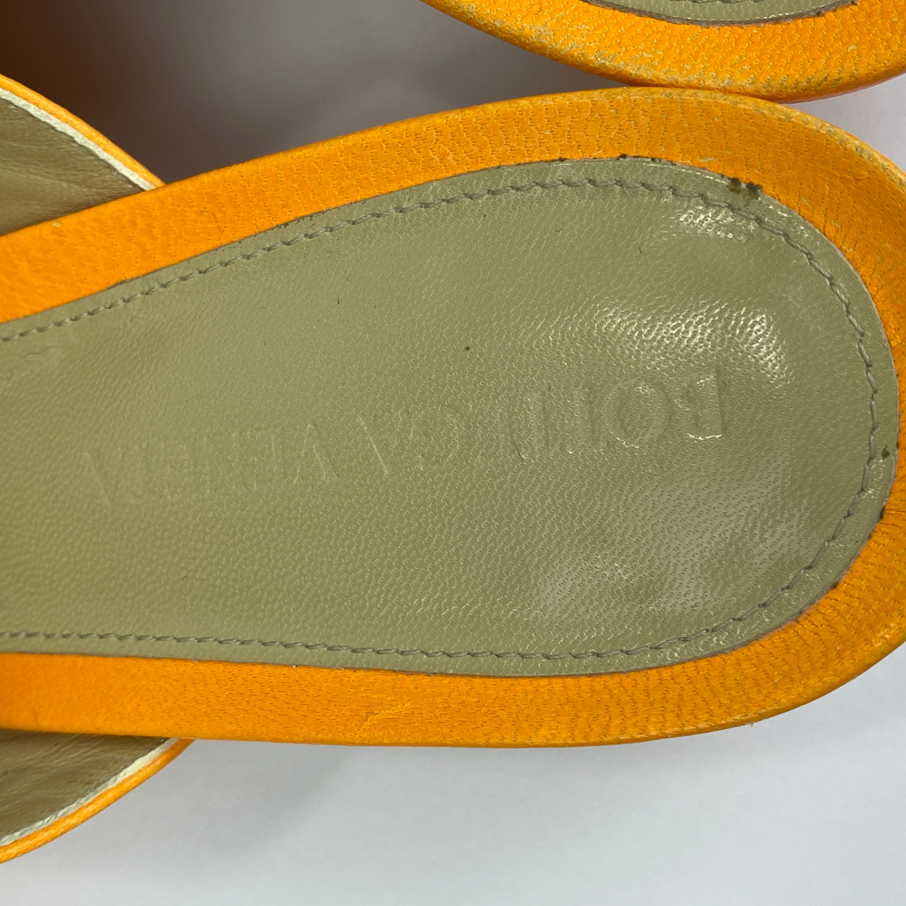 Bottega Veneta £870 Tangerine Kitten Heel Stretch Mules 39