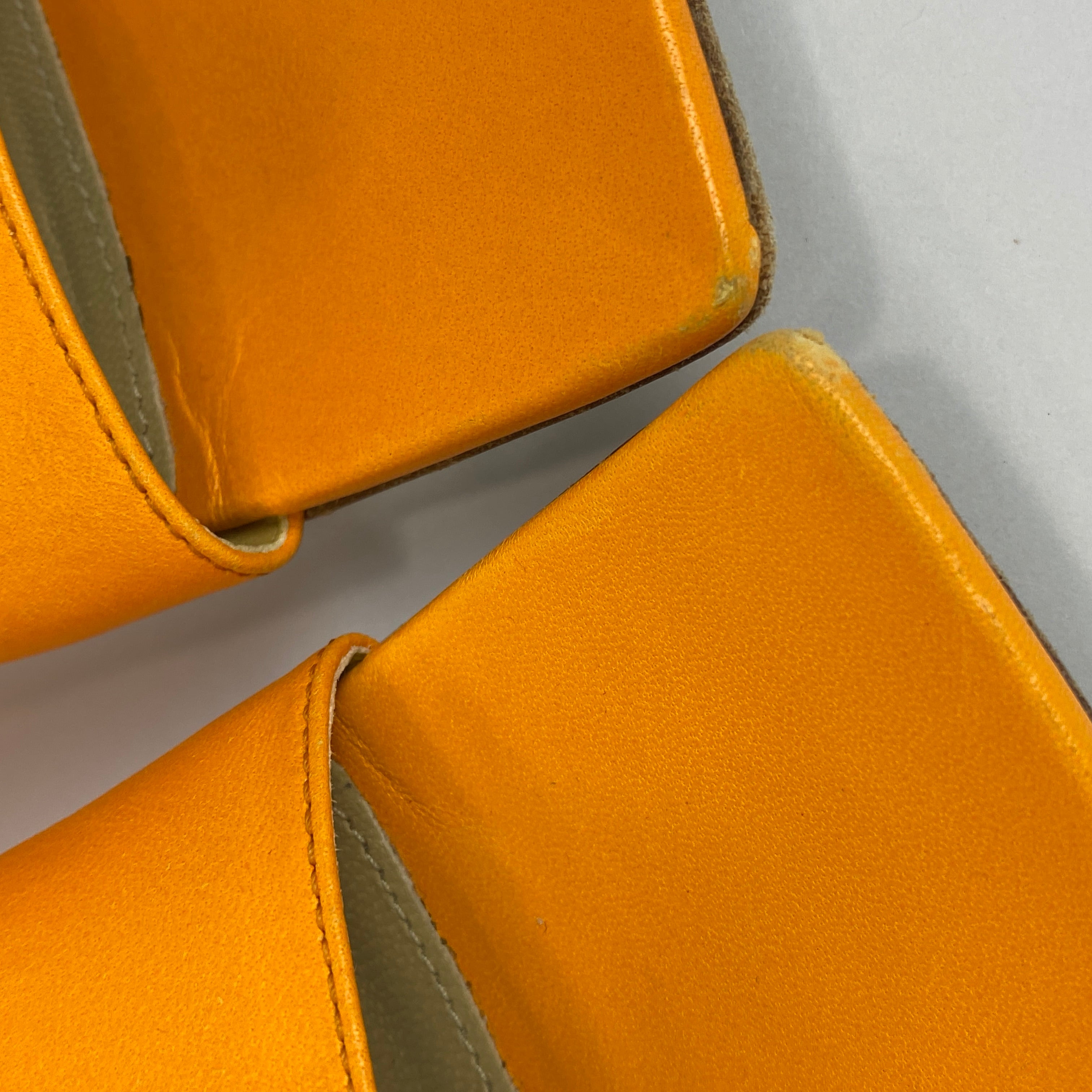 Bottega Veneta £870 Tangerine Kitten Heel Stretch Mules 39