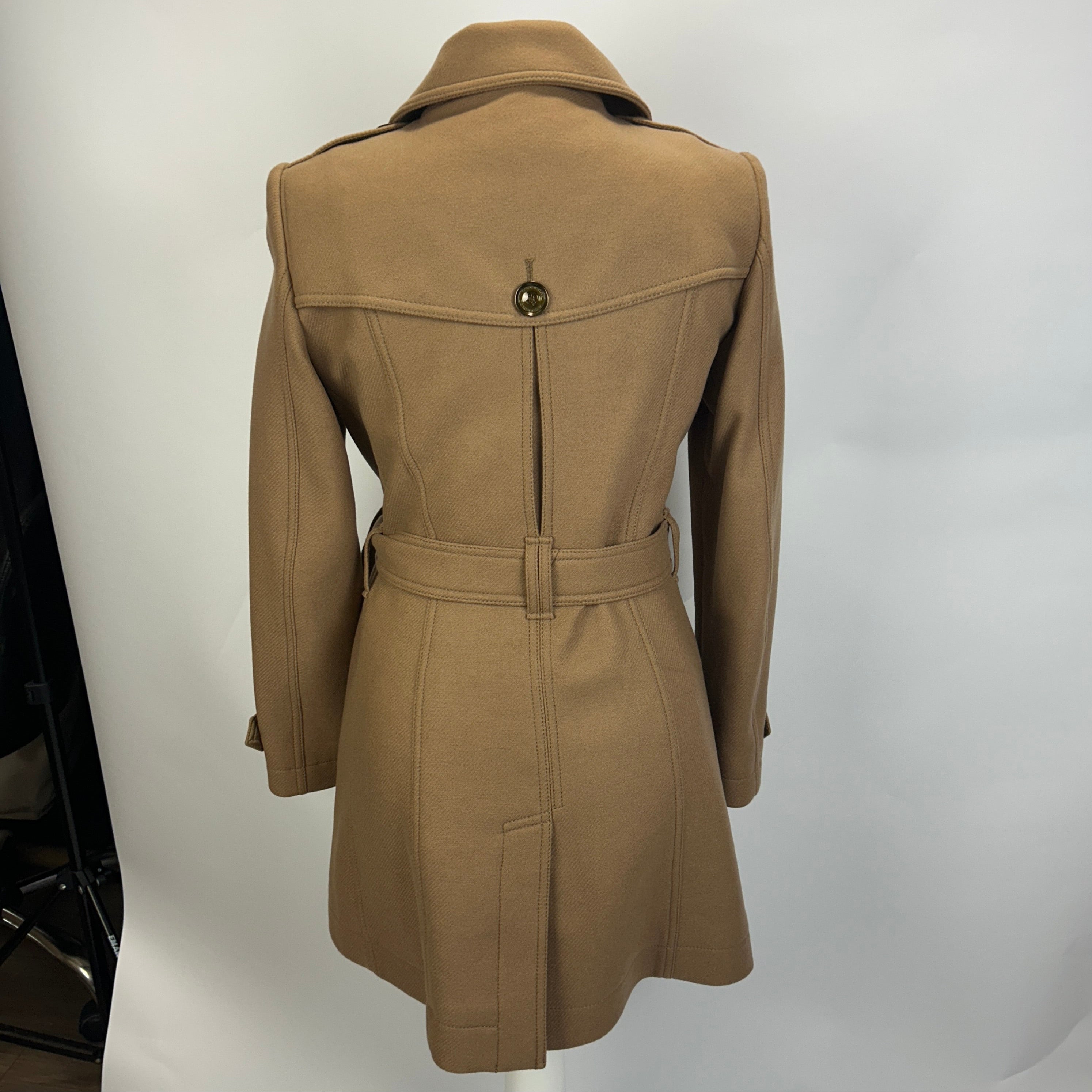 Burberry Camel Wool & Cashmere Short Trench Coat XS