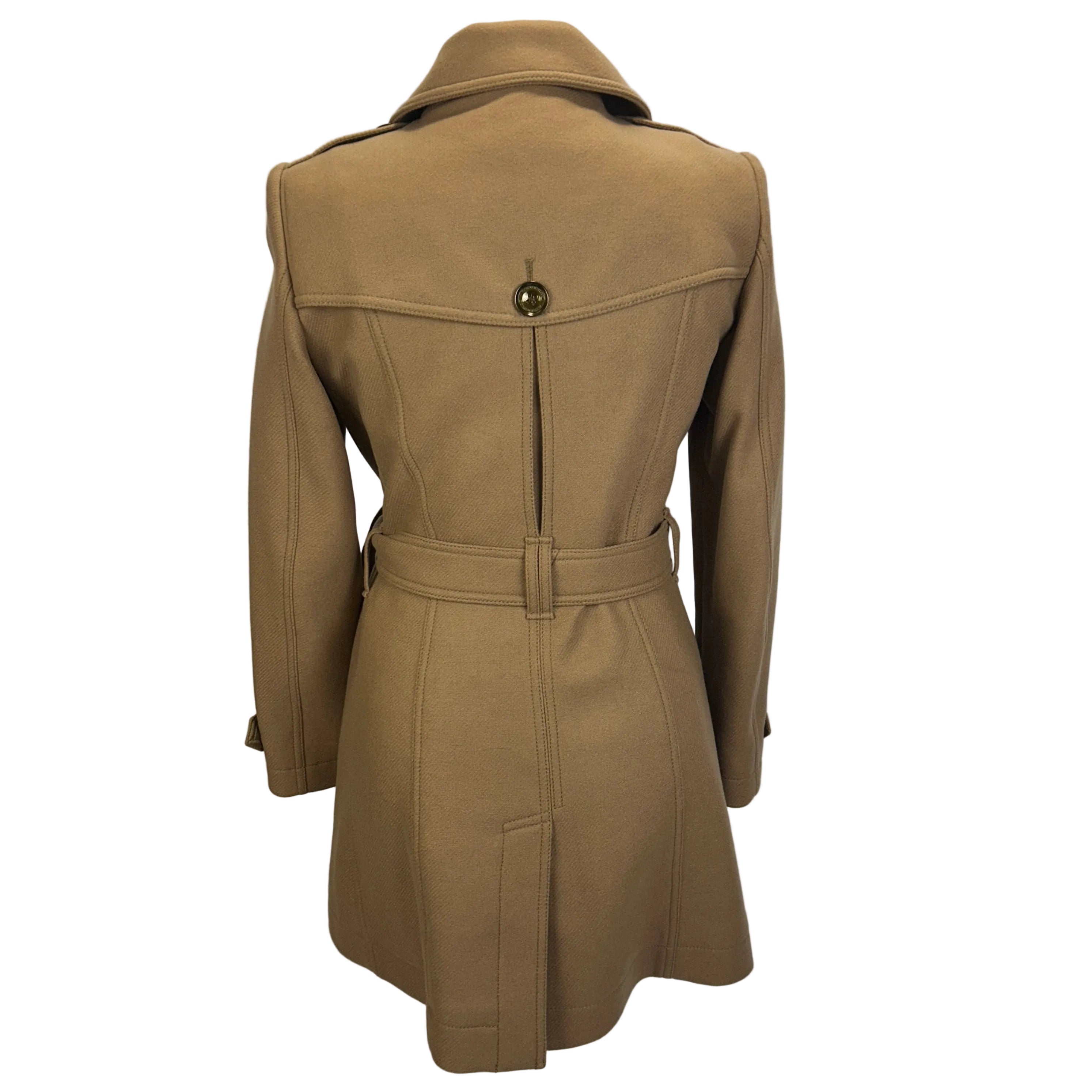 Burberry Camel Wool & Cashmere Short Trench Coat XS