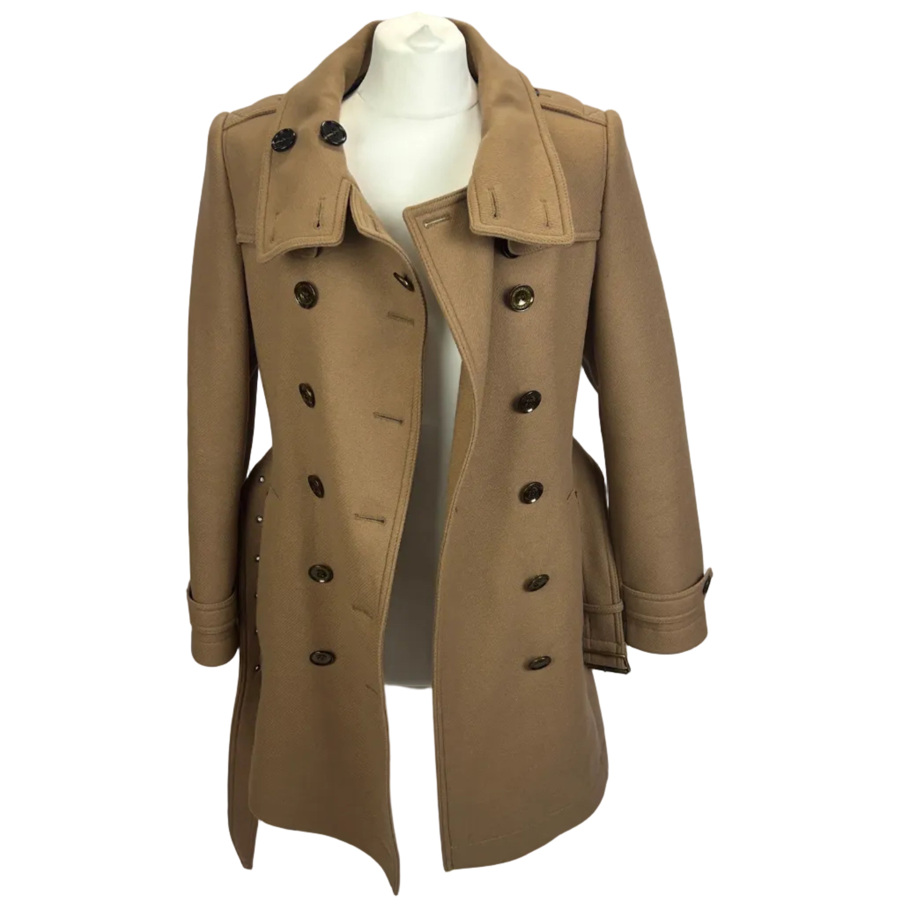 Burberry Camel Wool & Cashmere Short Trench Coat XS