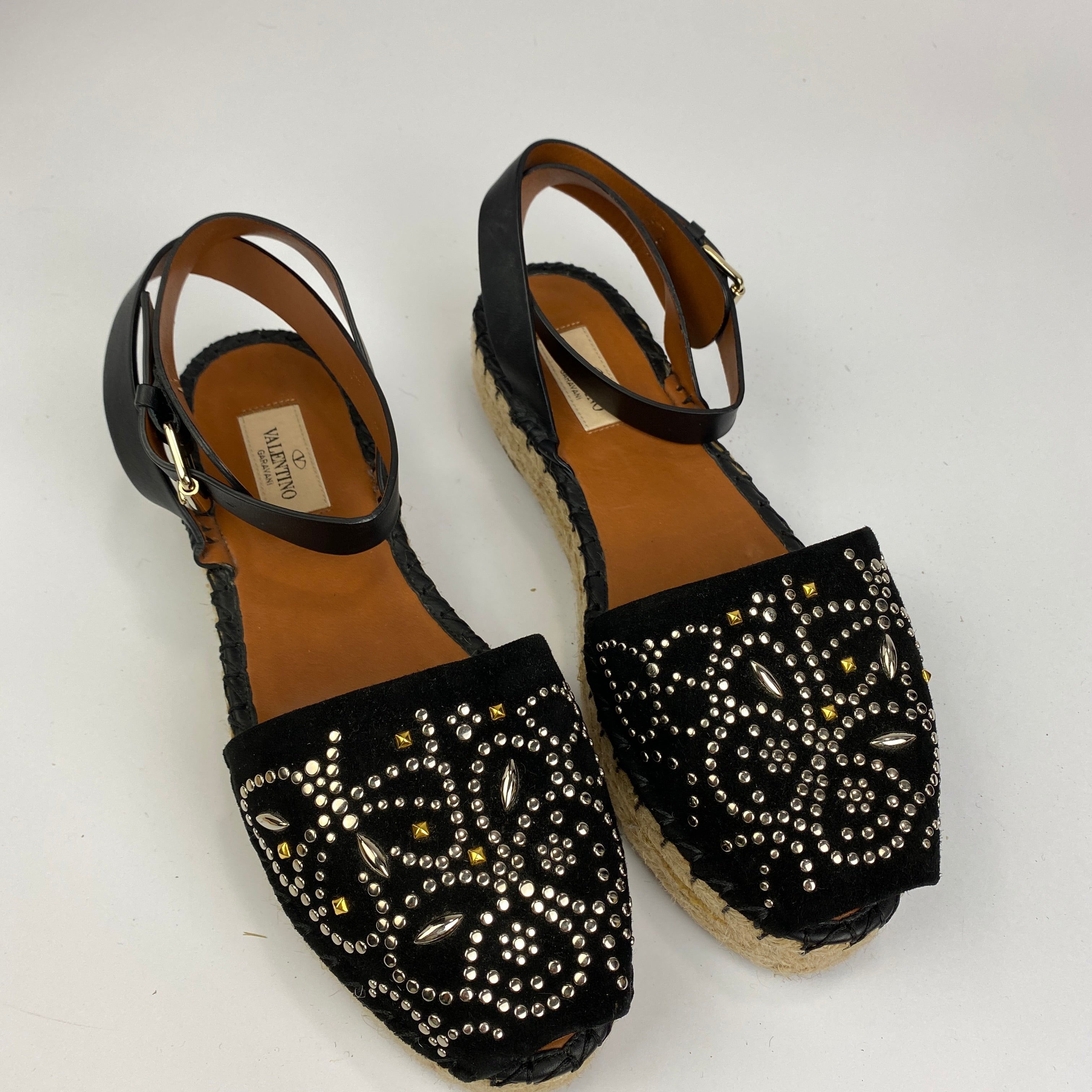 Valentino Garavani £550 Teodora Studded Suede Espadrilles 39