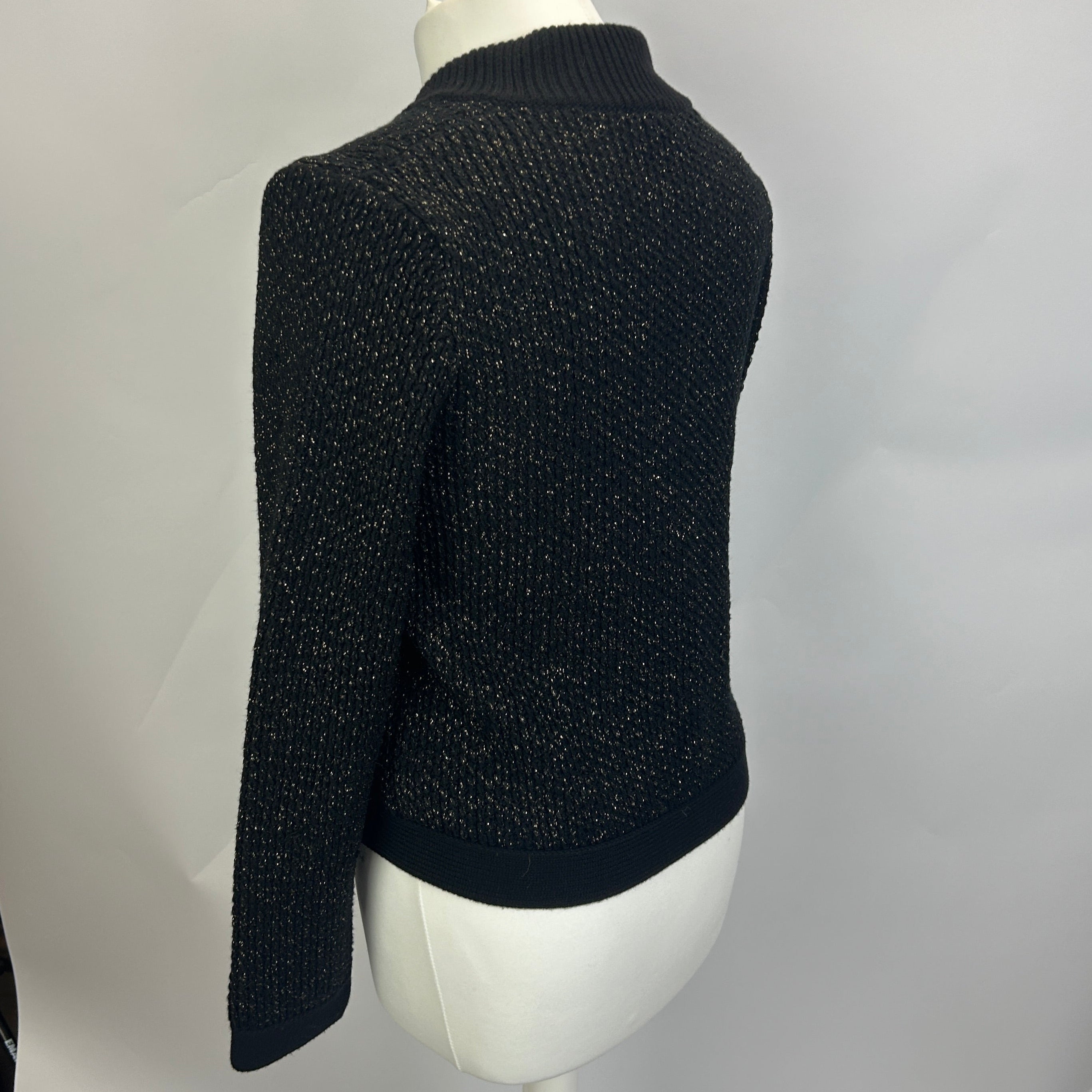 Me&Em Black & Gold Textured Knit Cardigan S
