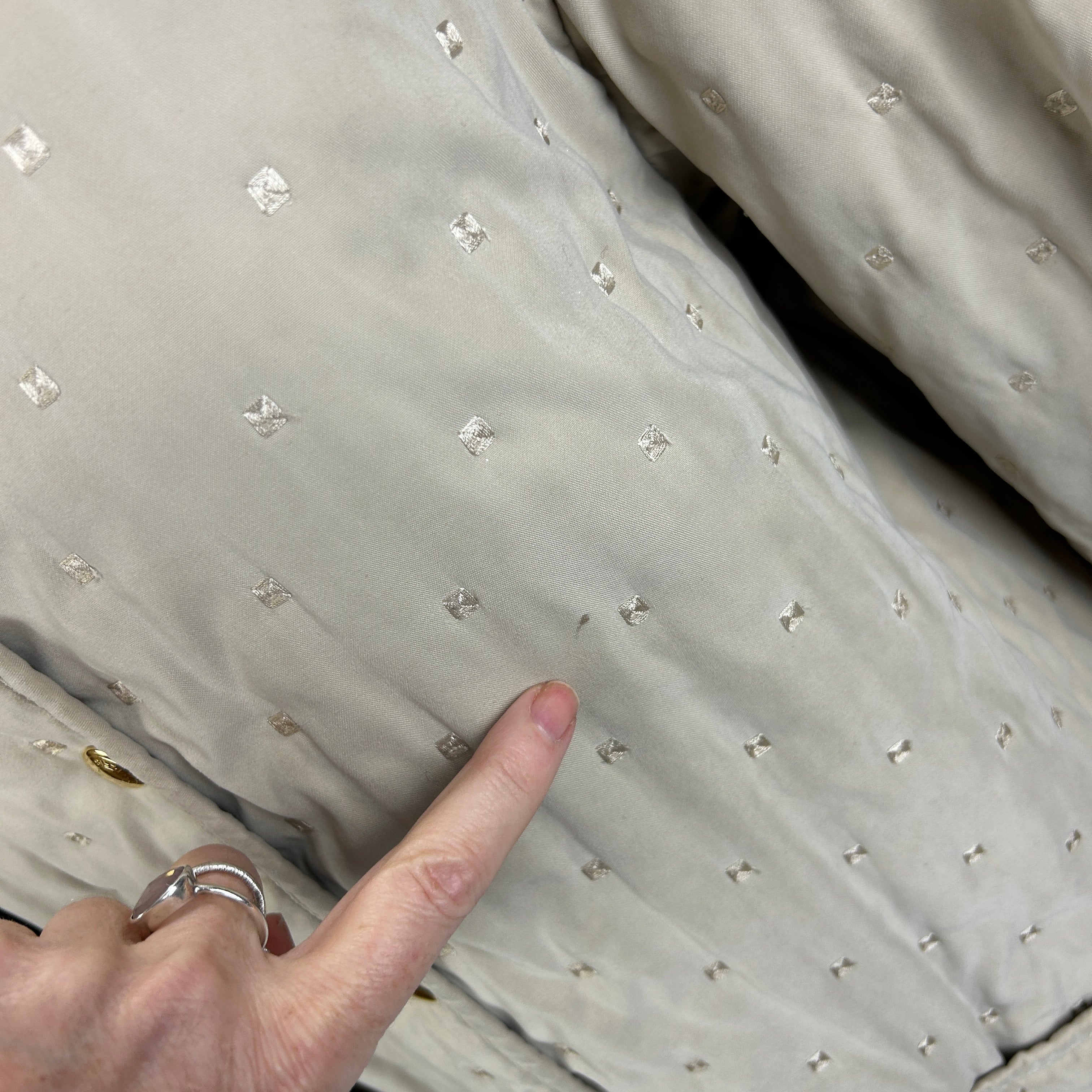 Hermes Vintage Cream Quilted Coat with Velvet Collar M