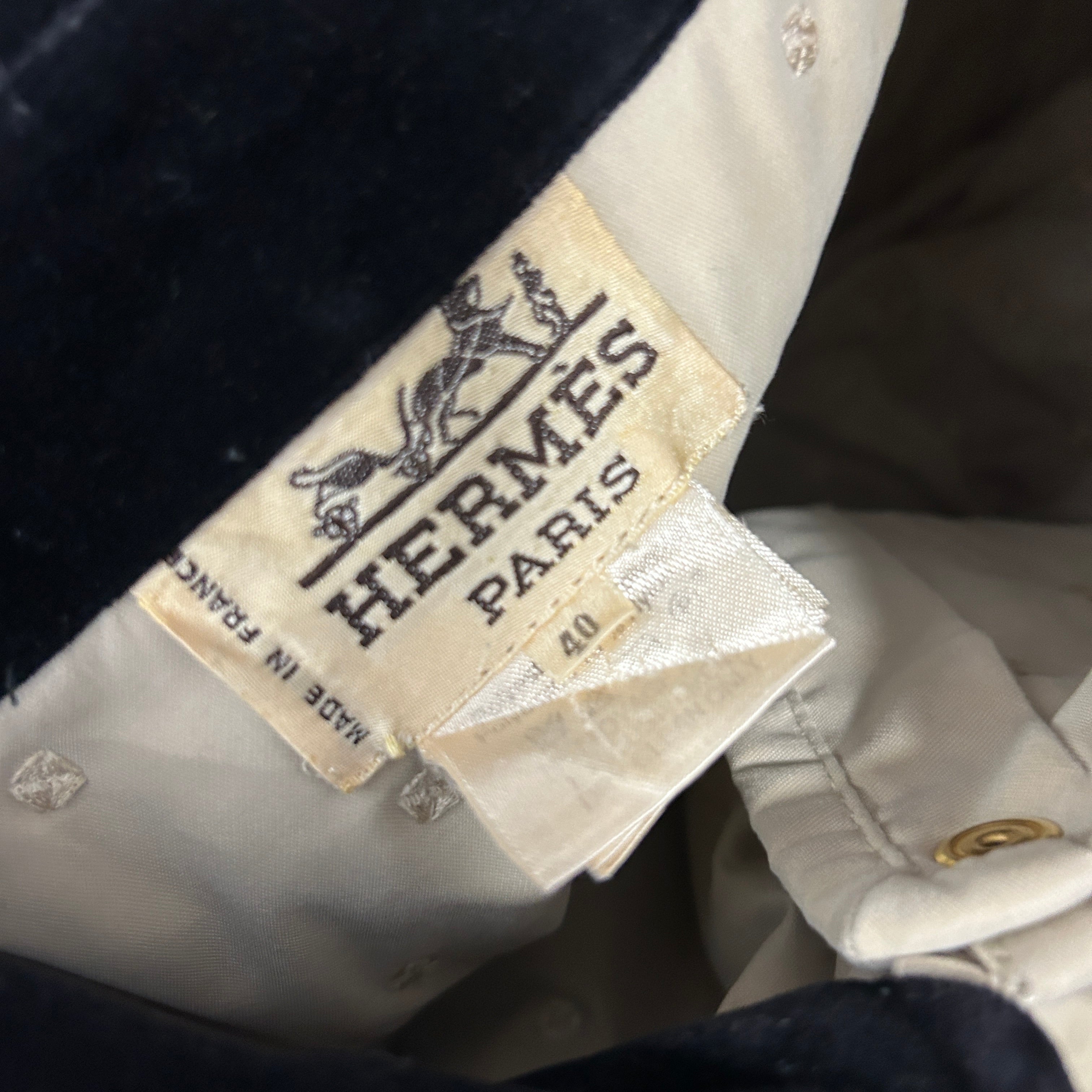 Hermes Vintage Cream Quilted Coat with Velvet Collar M