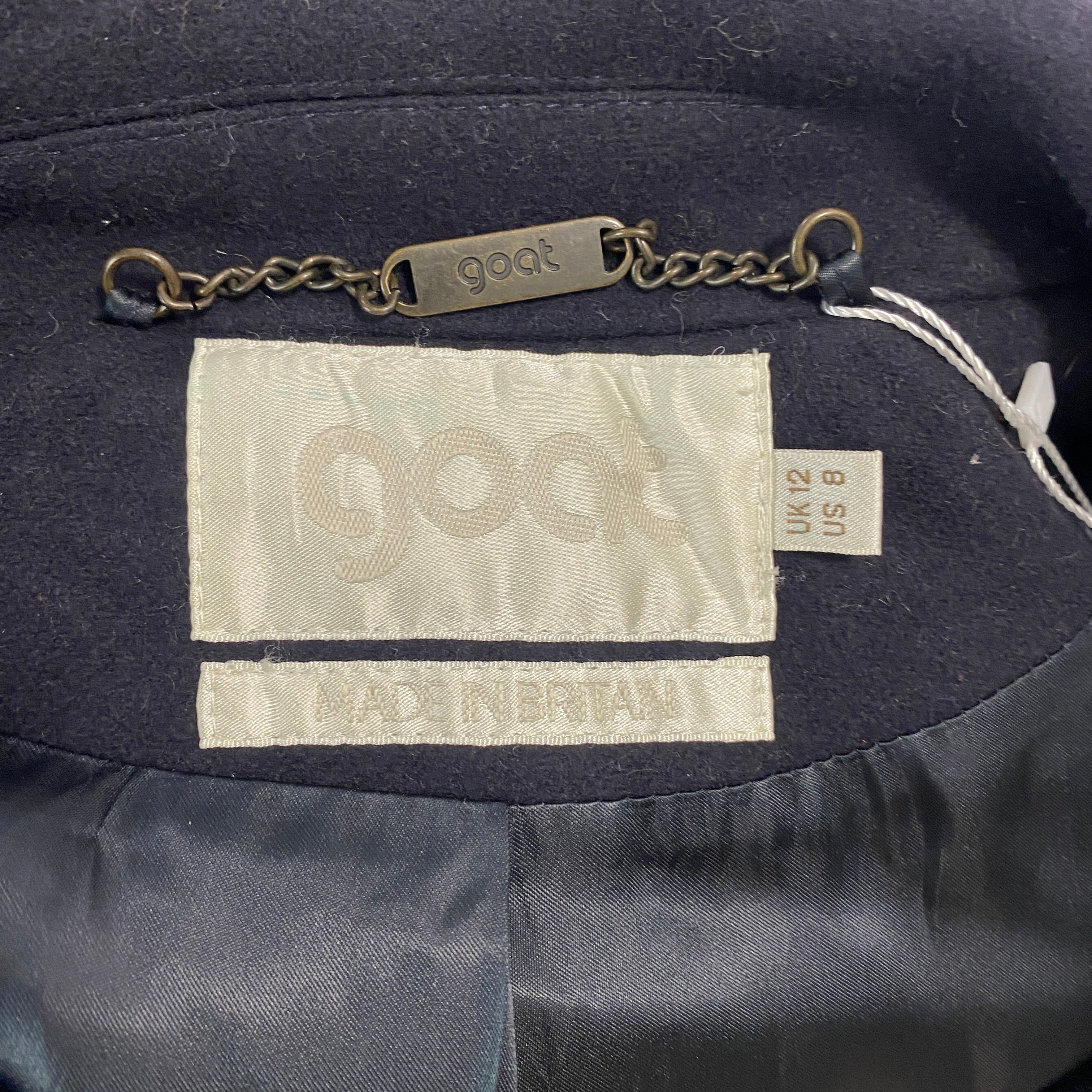 Goat New Navy Wool Vintage-Style Coat M