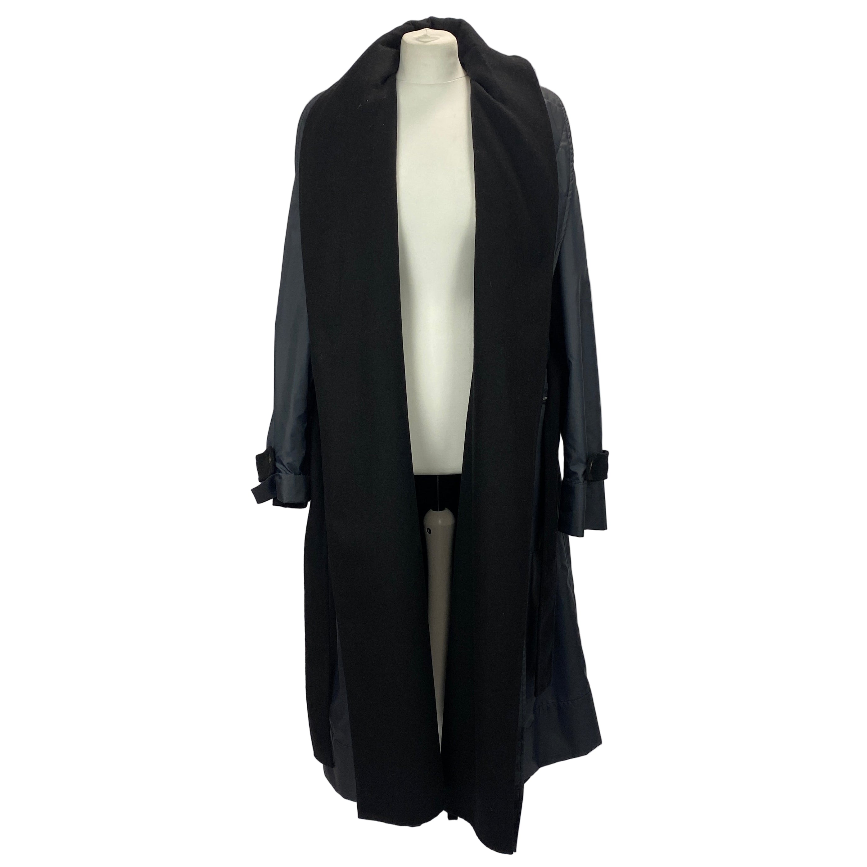 Loewe £1200 Navy Nylon Belted Raincoat with Wool Liner M