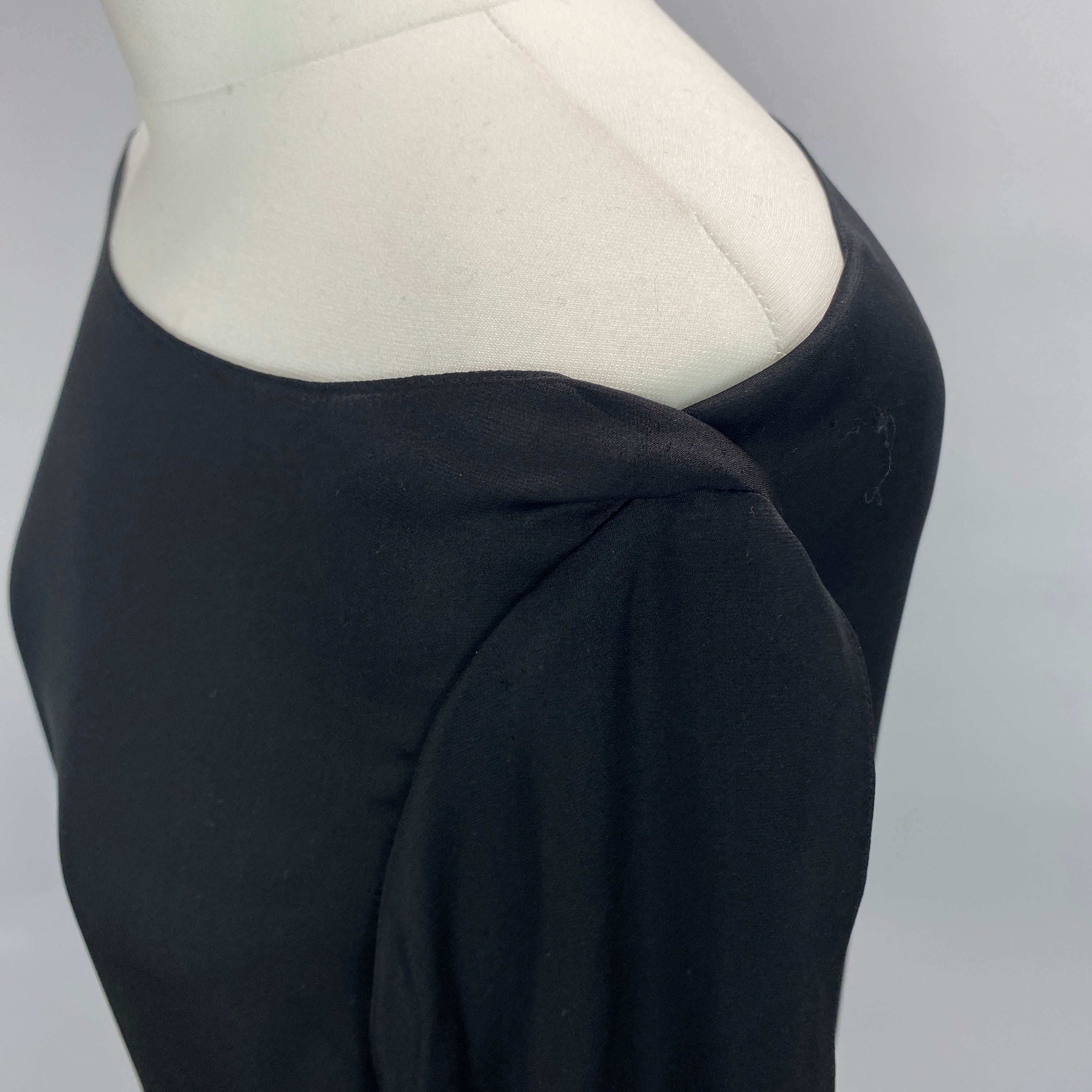 Ralph Lauren Black Silk Boat Neck Top L