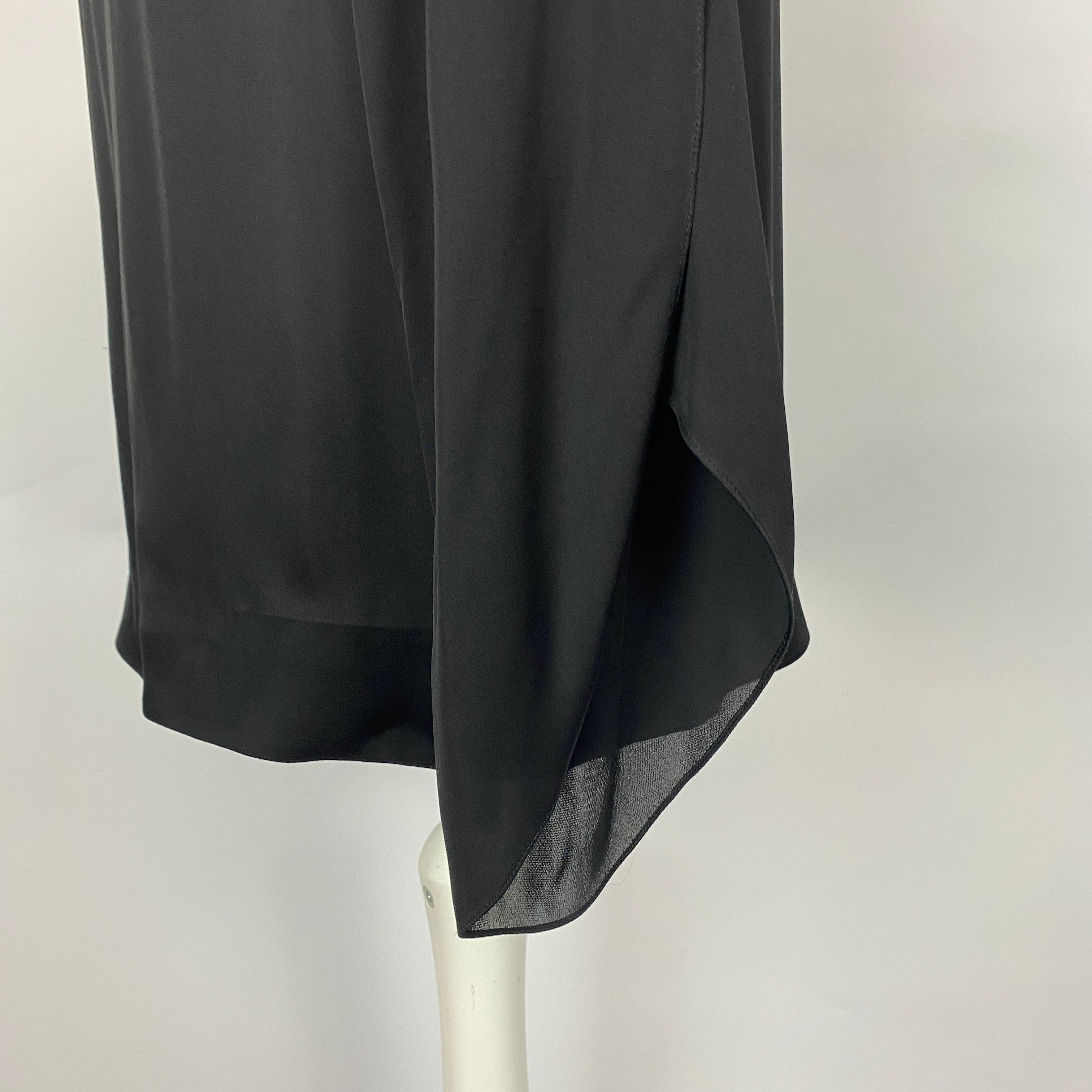 Ralph Lauren Black Silk Boat Neck Top L