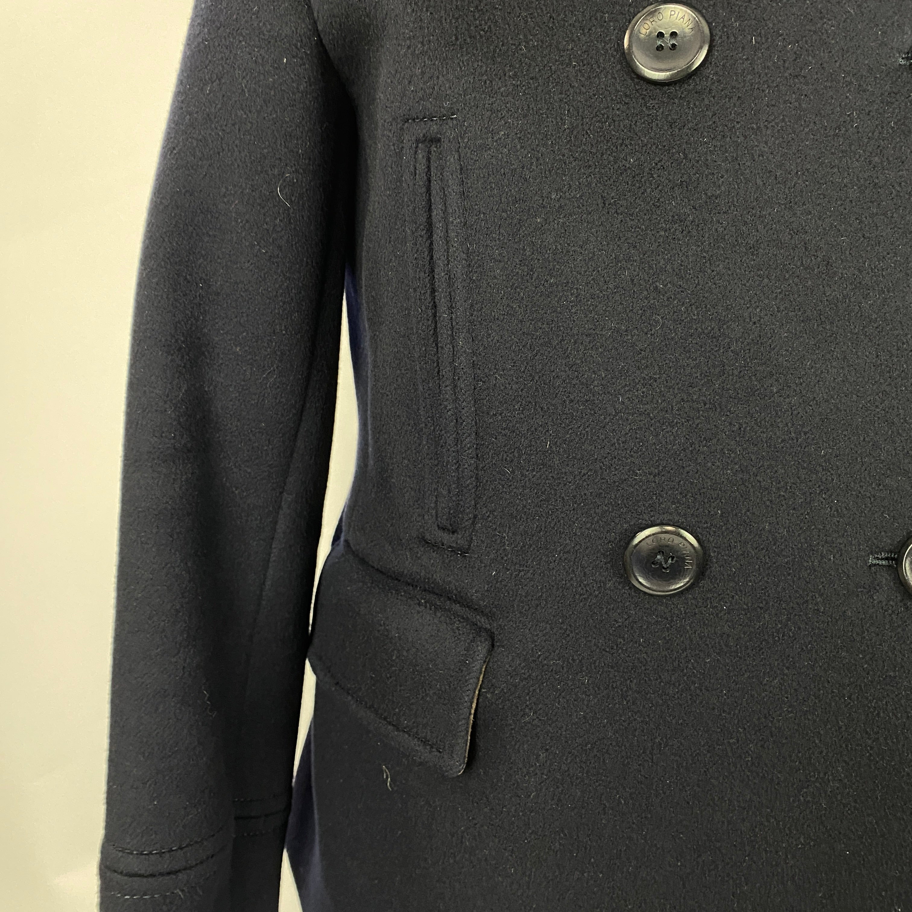 Loro Piana £7000 Navy Baby Cashmere Peacoat S