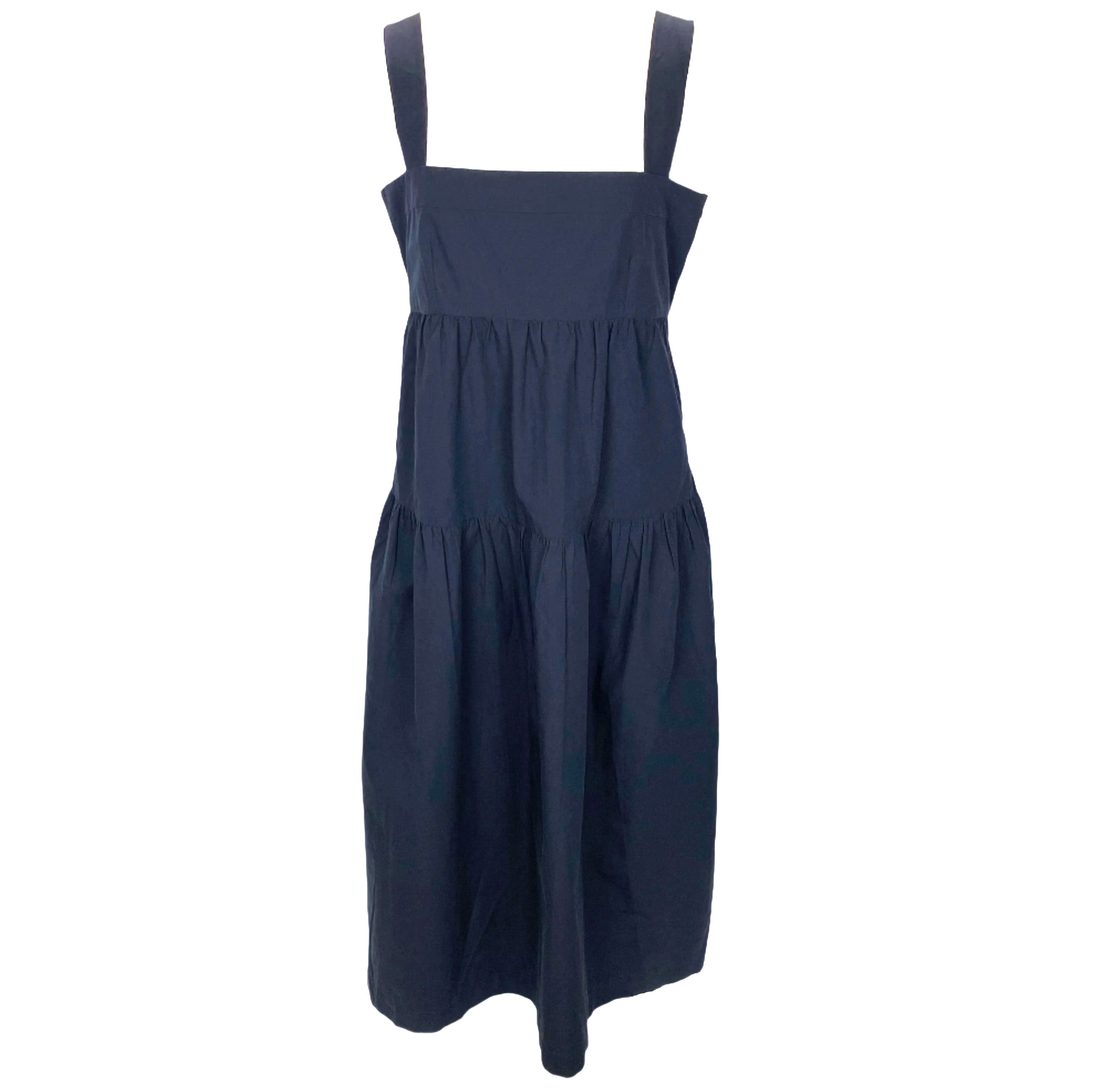 Three Graces London £560 Navy Cotton Midi Dress L