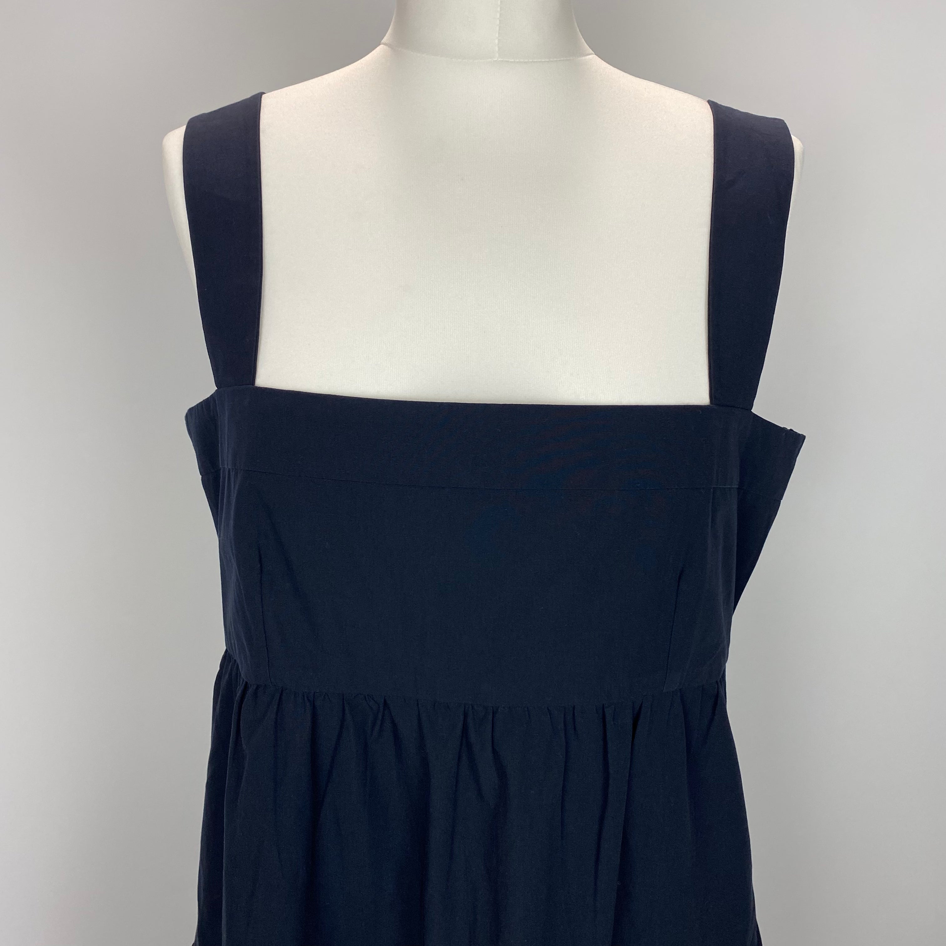 Three Graces London £560 Navy Cotton Midi Dress L