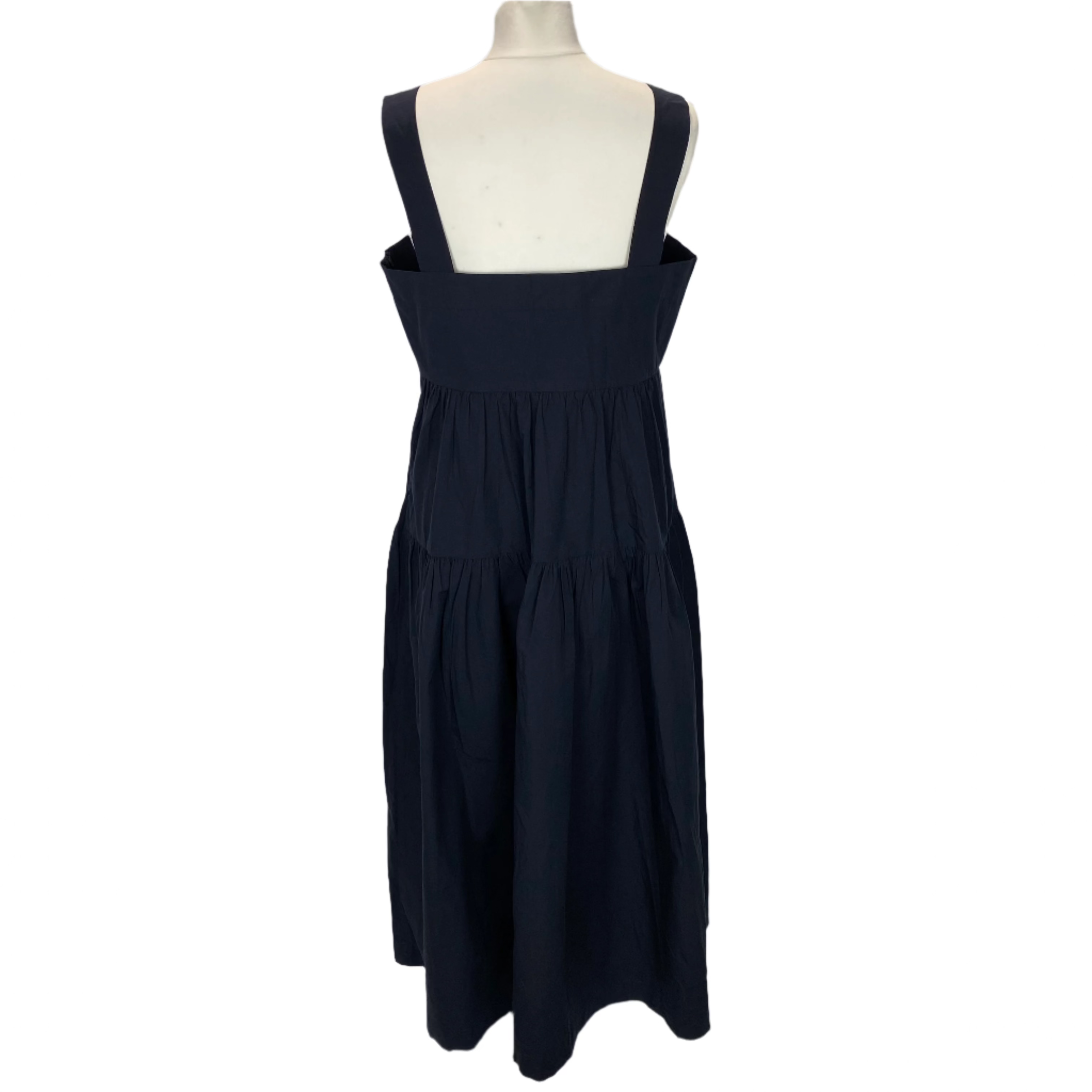 Three Graces London £560 Navy Cotton Midi Dress L