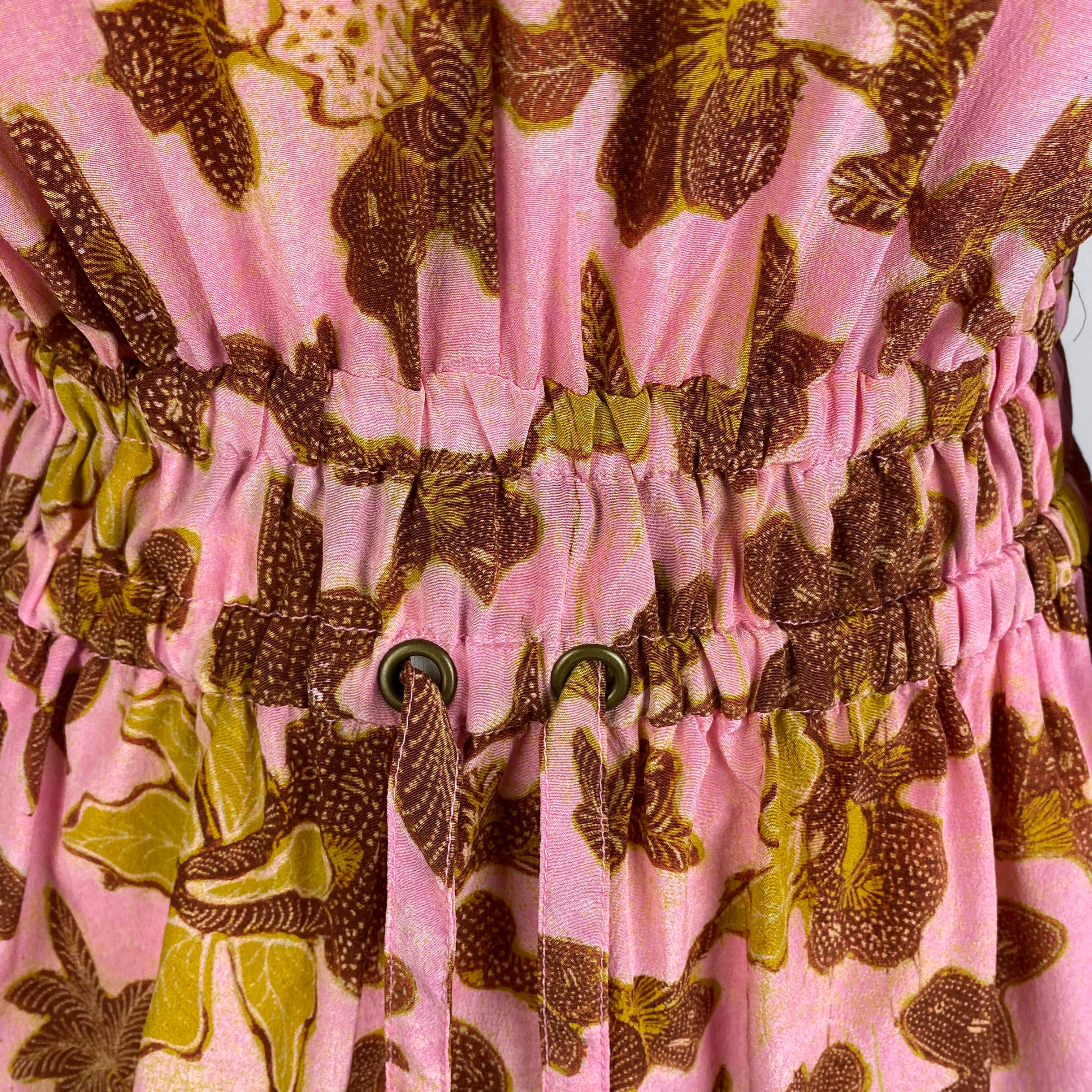Ulla Johnson Sorbet & Gold Floral Silk Peplum Blouse M