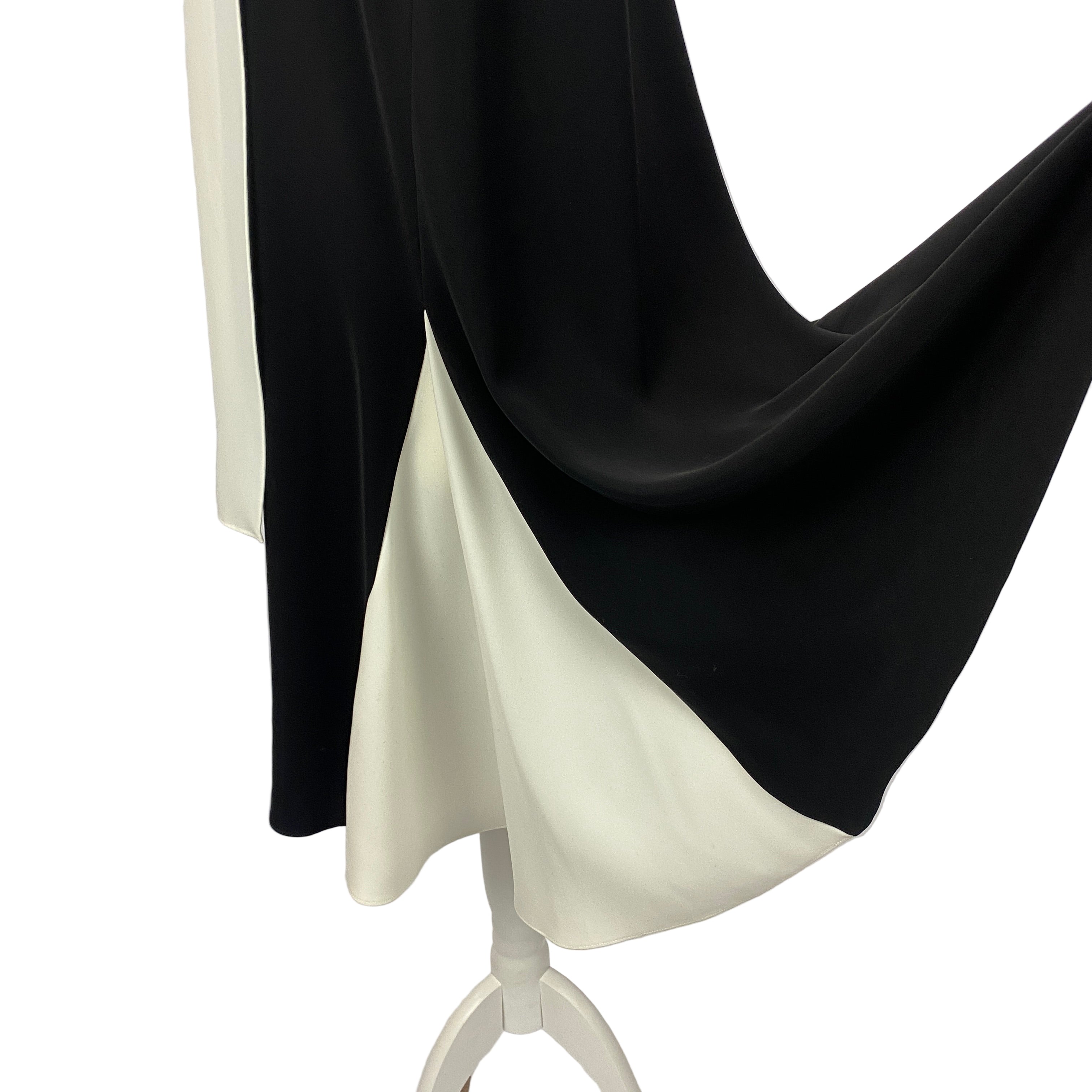 Carolina Herrera Black & Ivory Fluted Asymmetric Dress XS