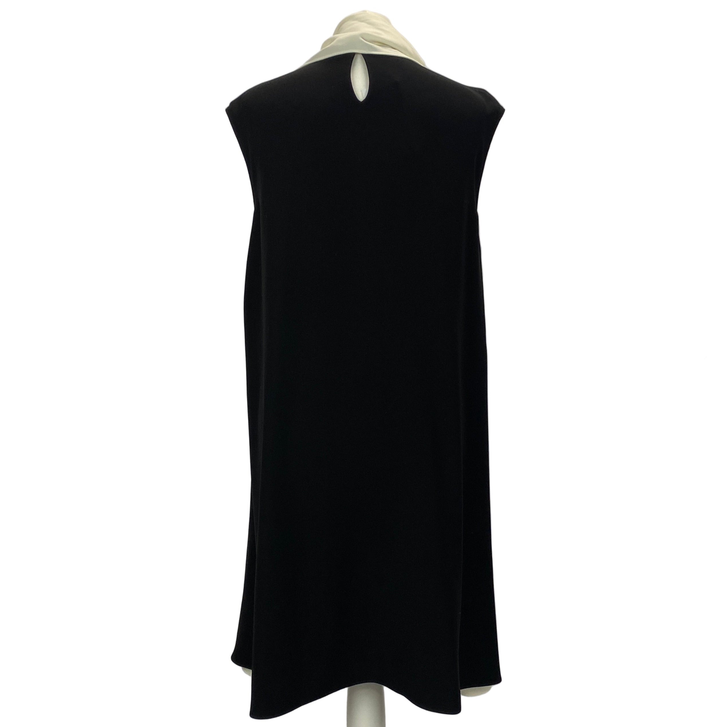 Carolina Herrera Black & Ivory Fluted Asymmetric Dress XS