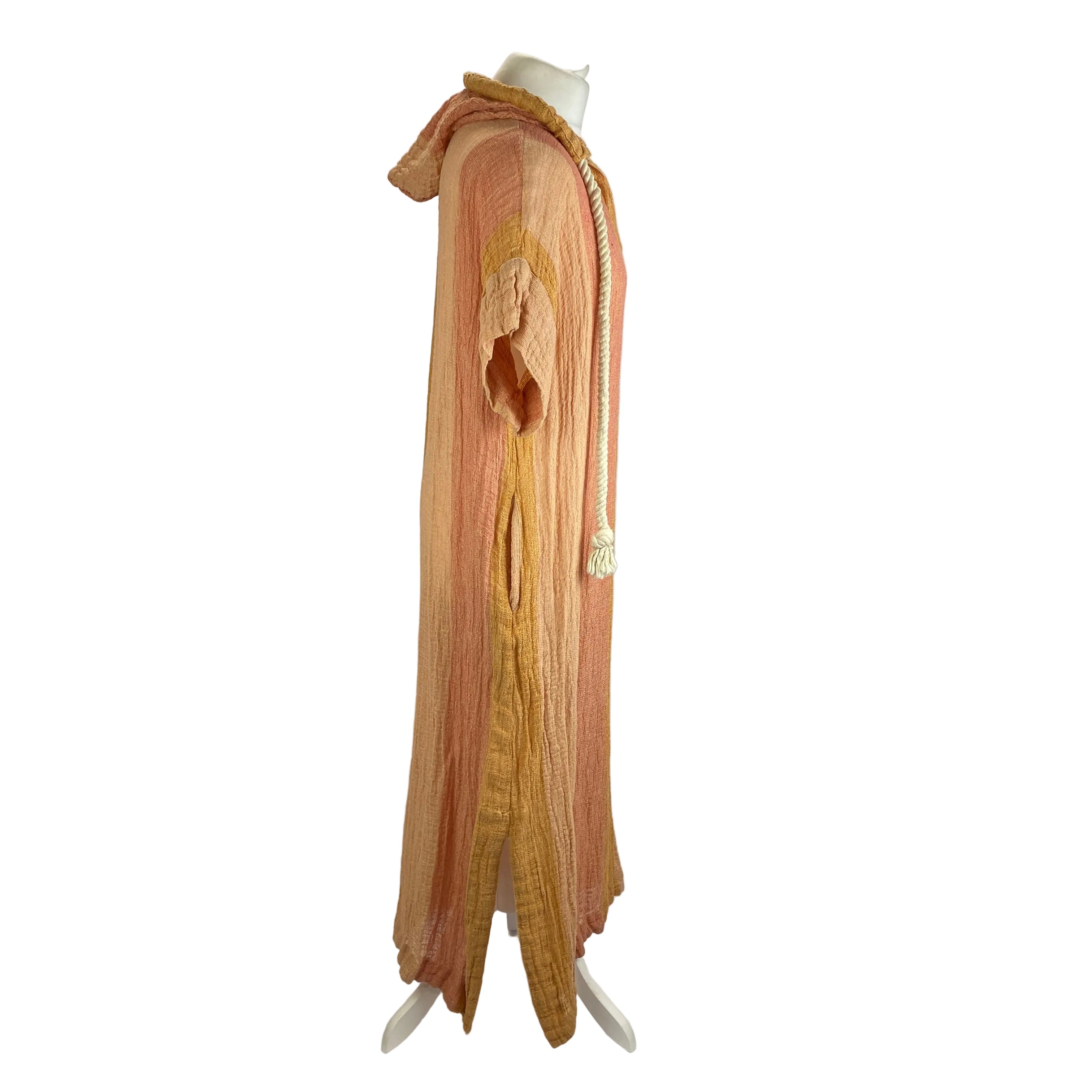 Lisa Marie Fernandez Peach & Salmon Stripe Linen CoverUp S