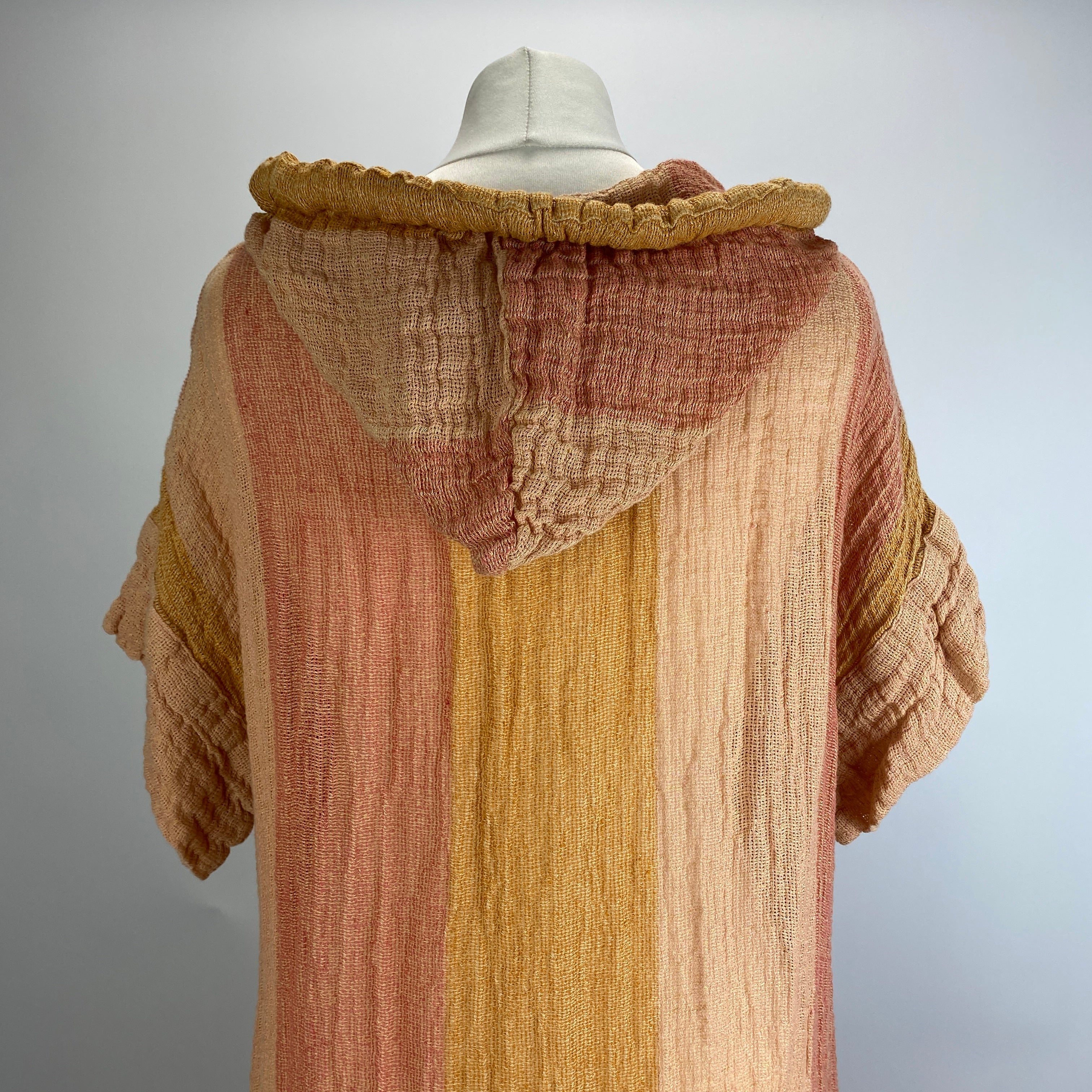 Lisa Marie Fernandez Peach & Salmon Stripe Linen CoverUp S
