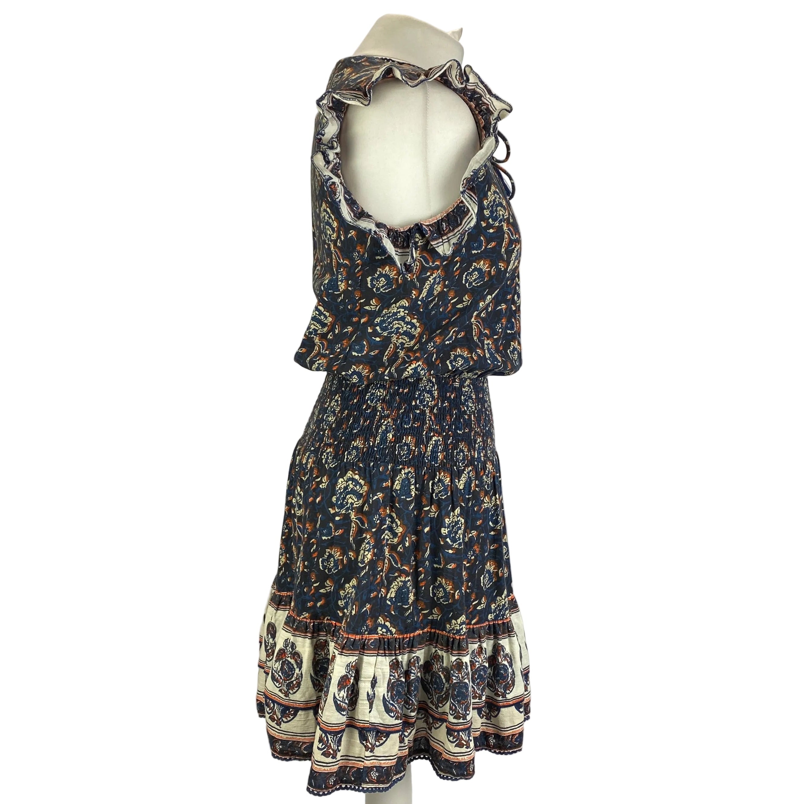 M.A.B.E. £135 Navy Indian Print Cotton Mini Dress M