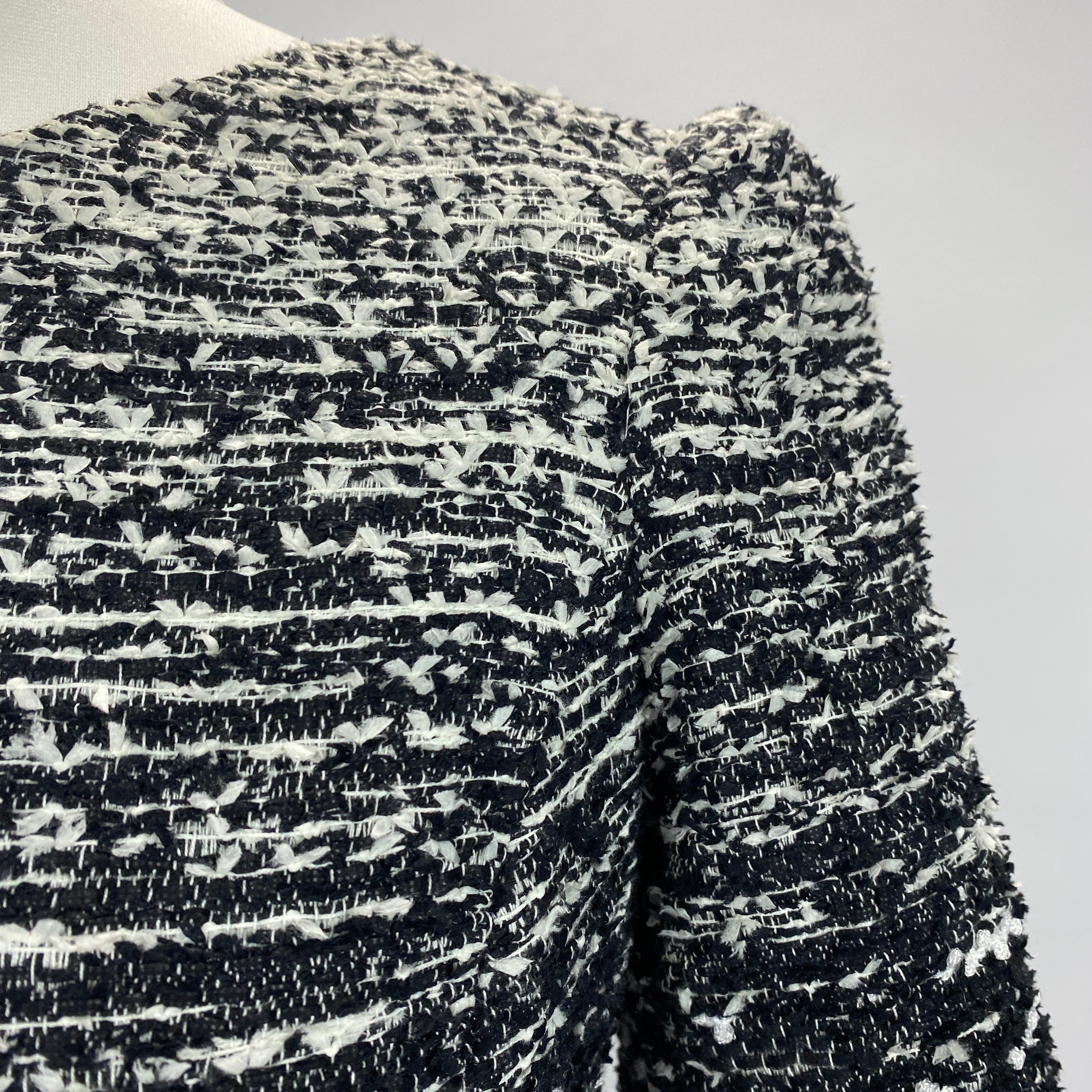 Oscar De La Renta Black & Ivory Woven Midi Dress S/M